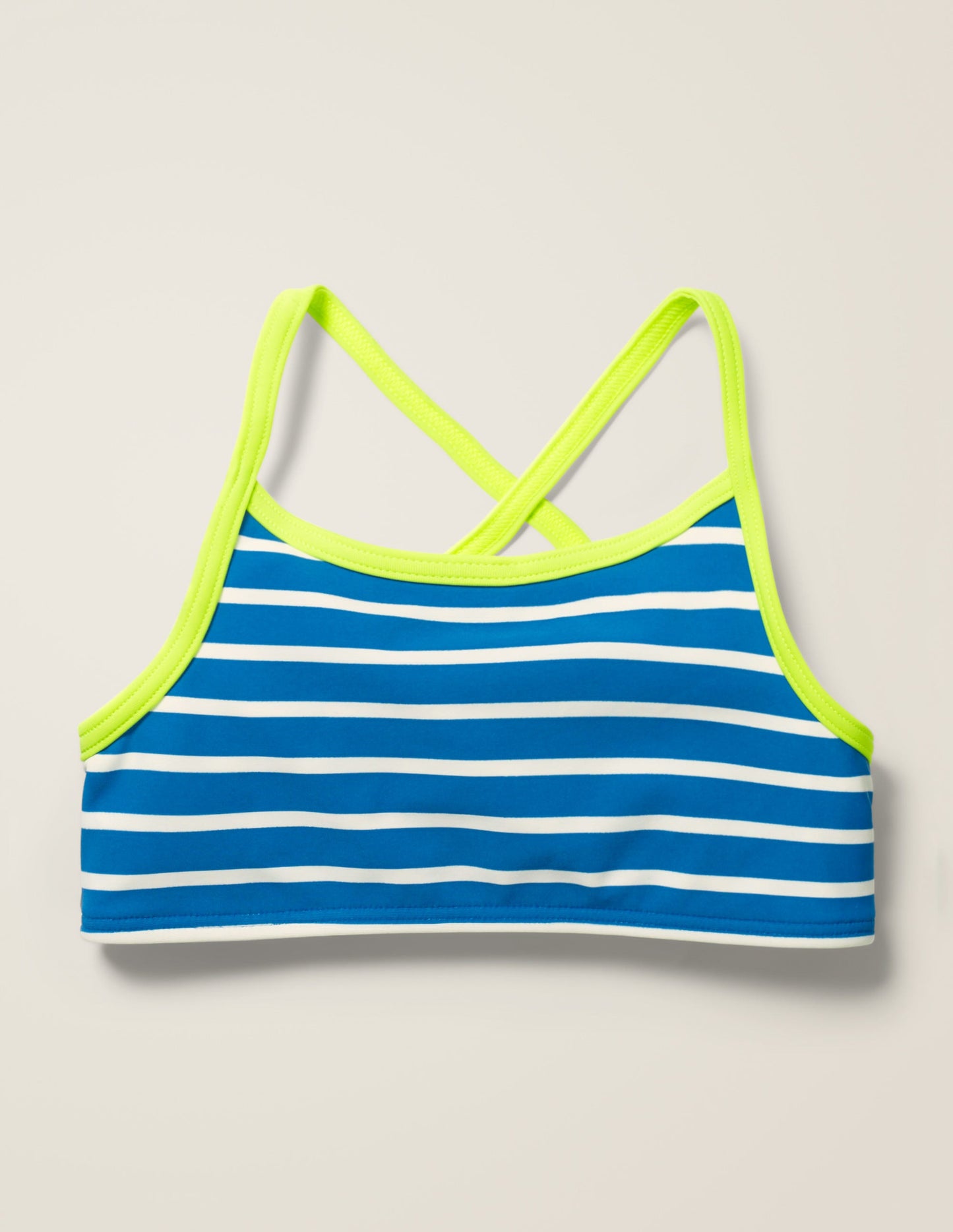 Gemustertes Bikini-Oberteil-Kräftiges Blau/Naturweiß