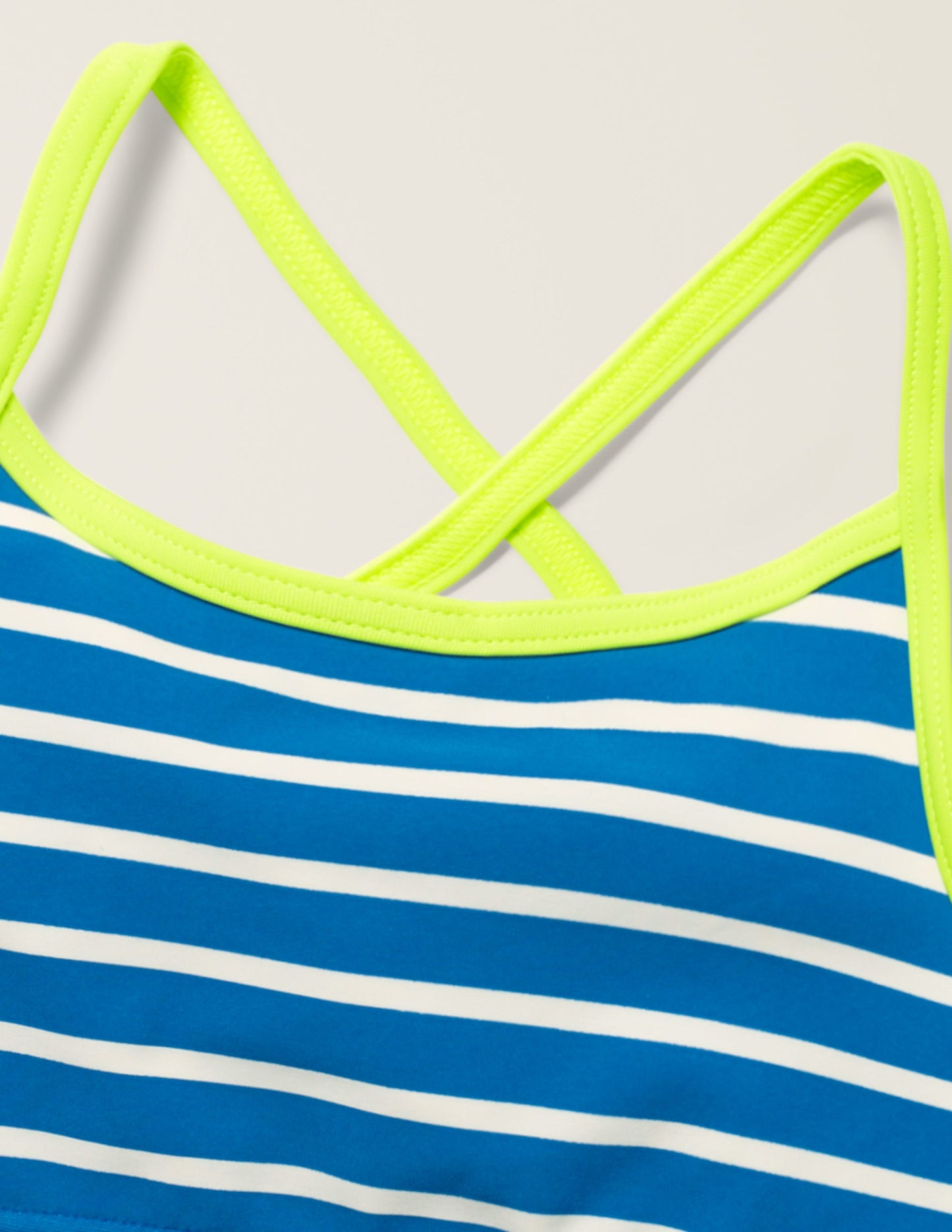 Gemustertes Bikini-Oberteil-Kräftiges Blau/Naturweiß