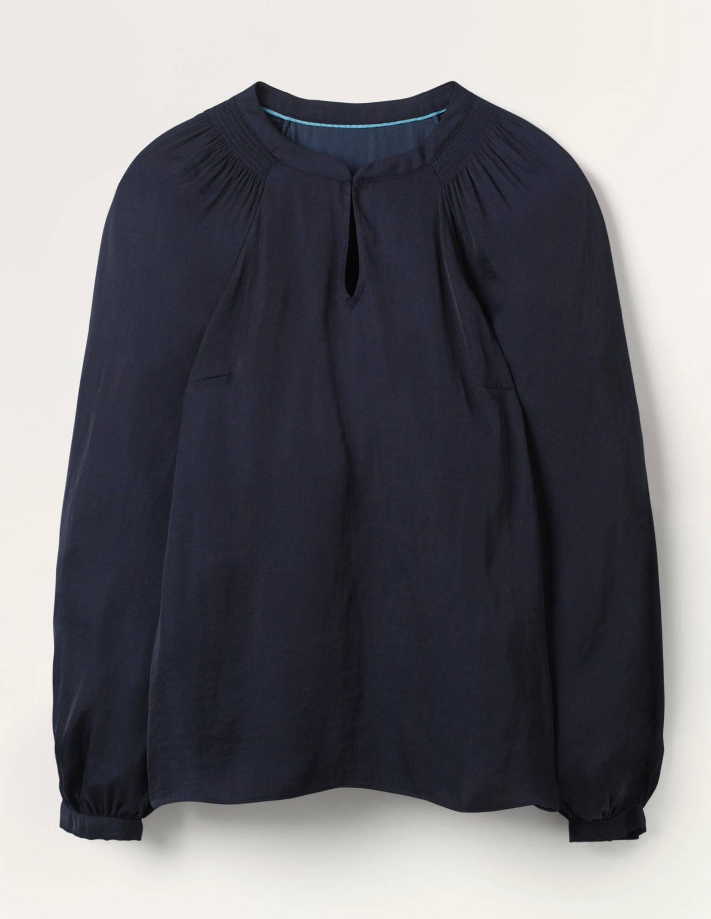 Kitty Bluse mit gesmoktem Ausschnitt-Marineblau
