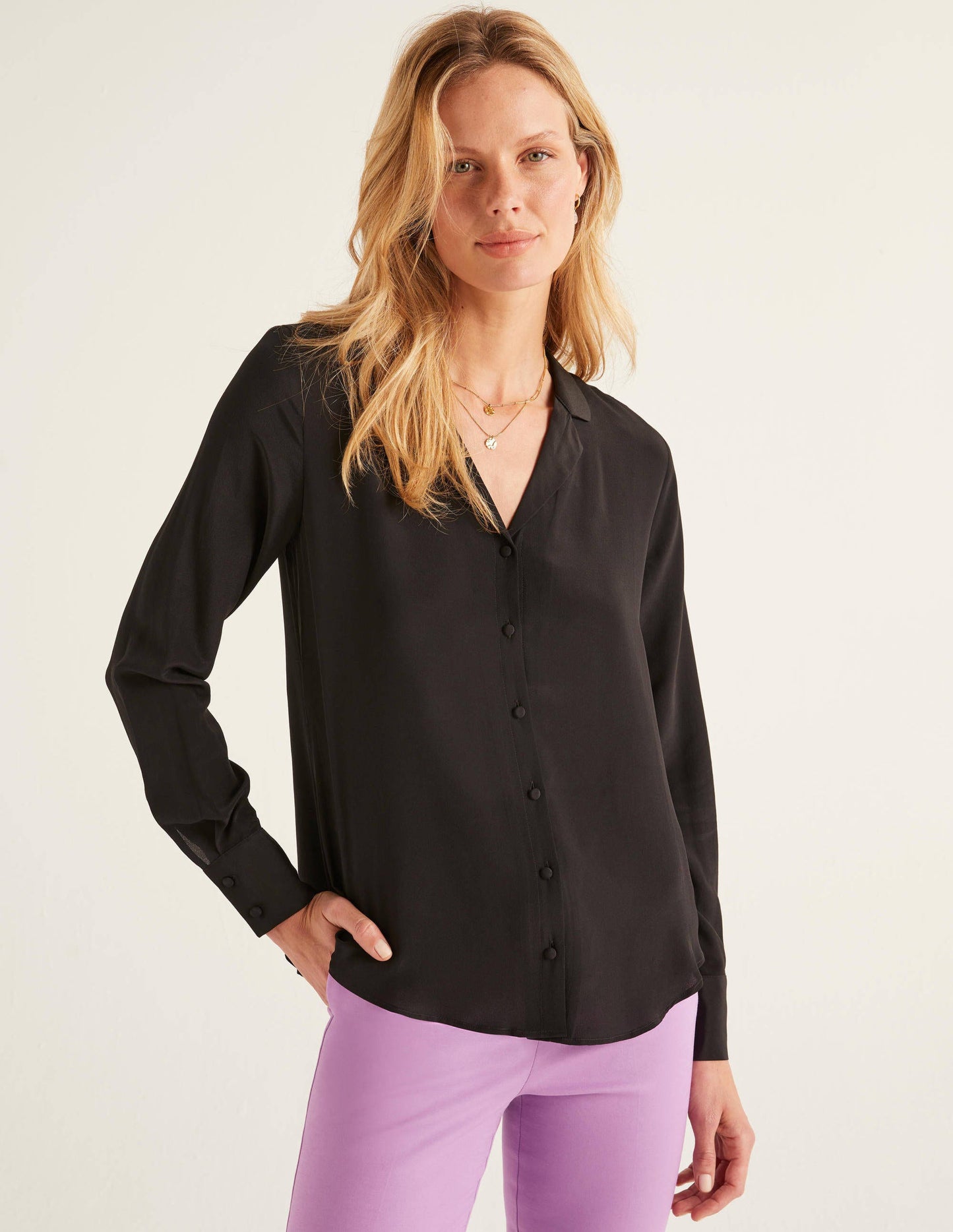Chemise Tabitha en soie-Noir