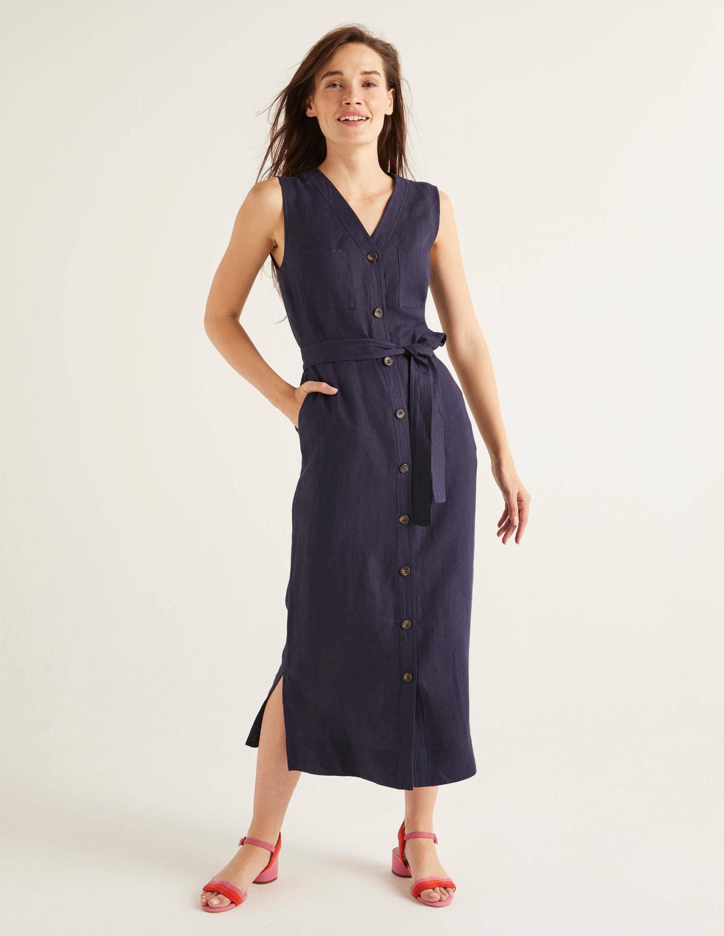 Catriona Leinenkleid-Marineblau