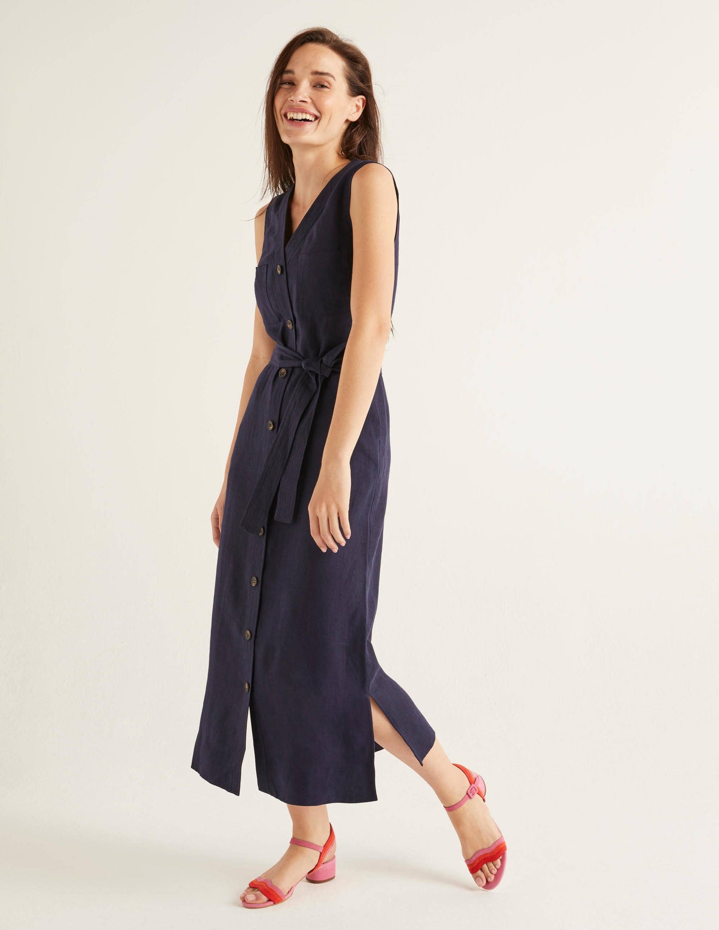 Catriona Leinenkleid-Marineblau