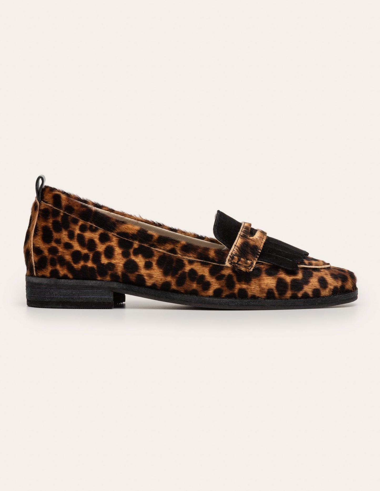 Aubrey Loafer mit flexibler Sohle-Hellbraun, Leopardenmuster/Schwarz