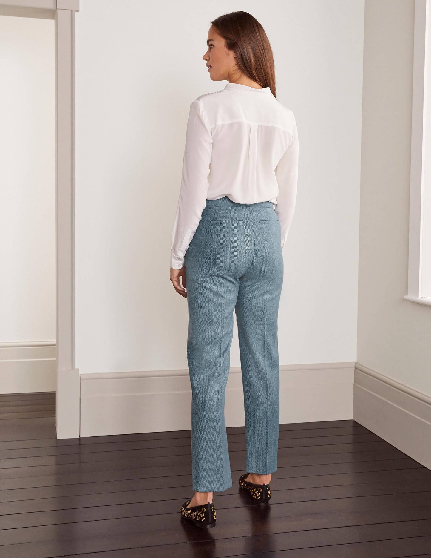 Kennford Tweed-Hose-Blau, Fischgrätmuster