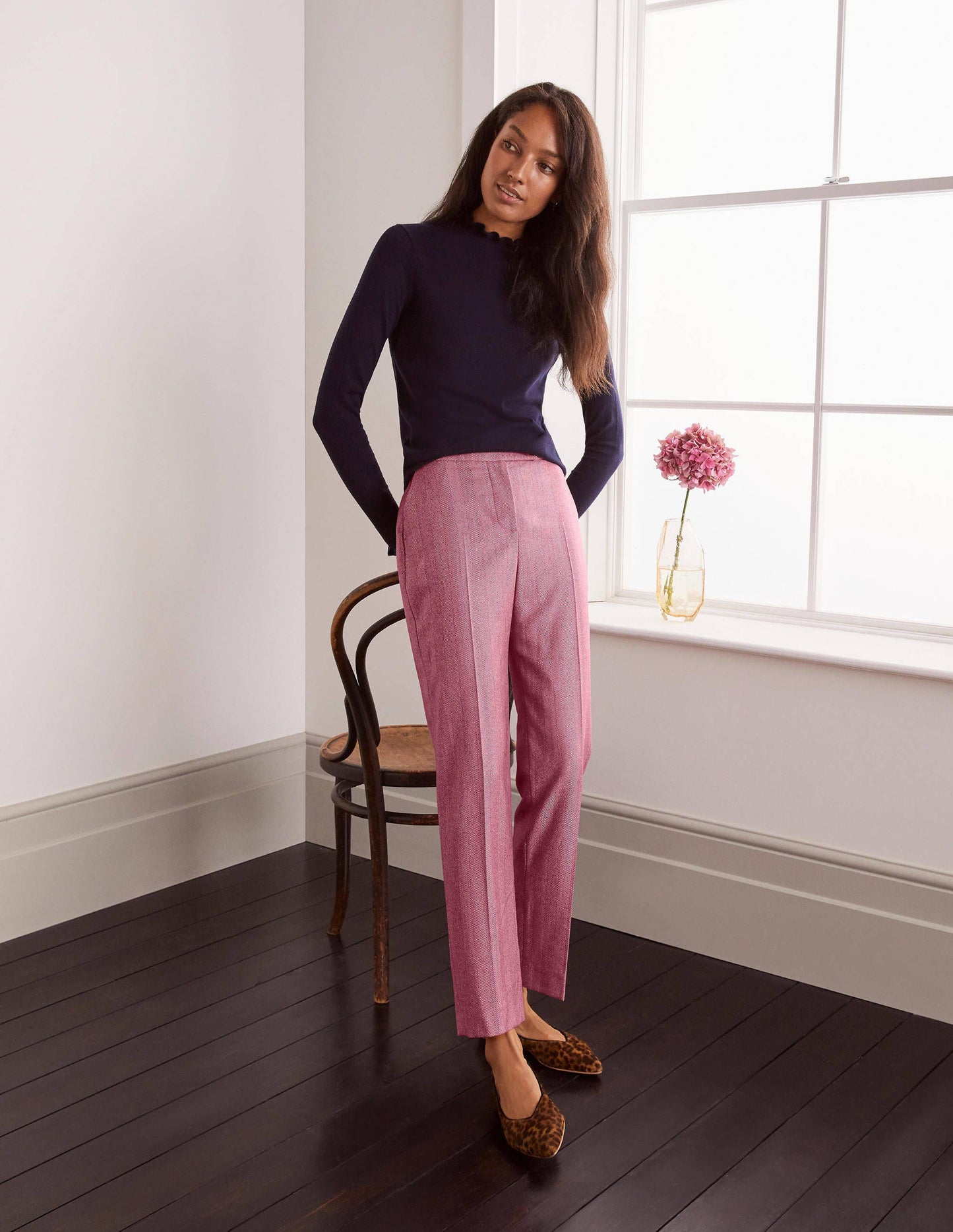 Kennford Tweed-Hose-Rosa, Fischgrätmuster