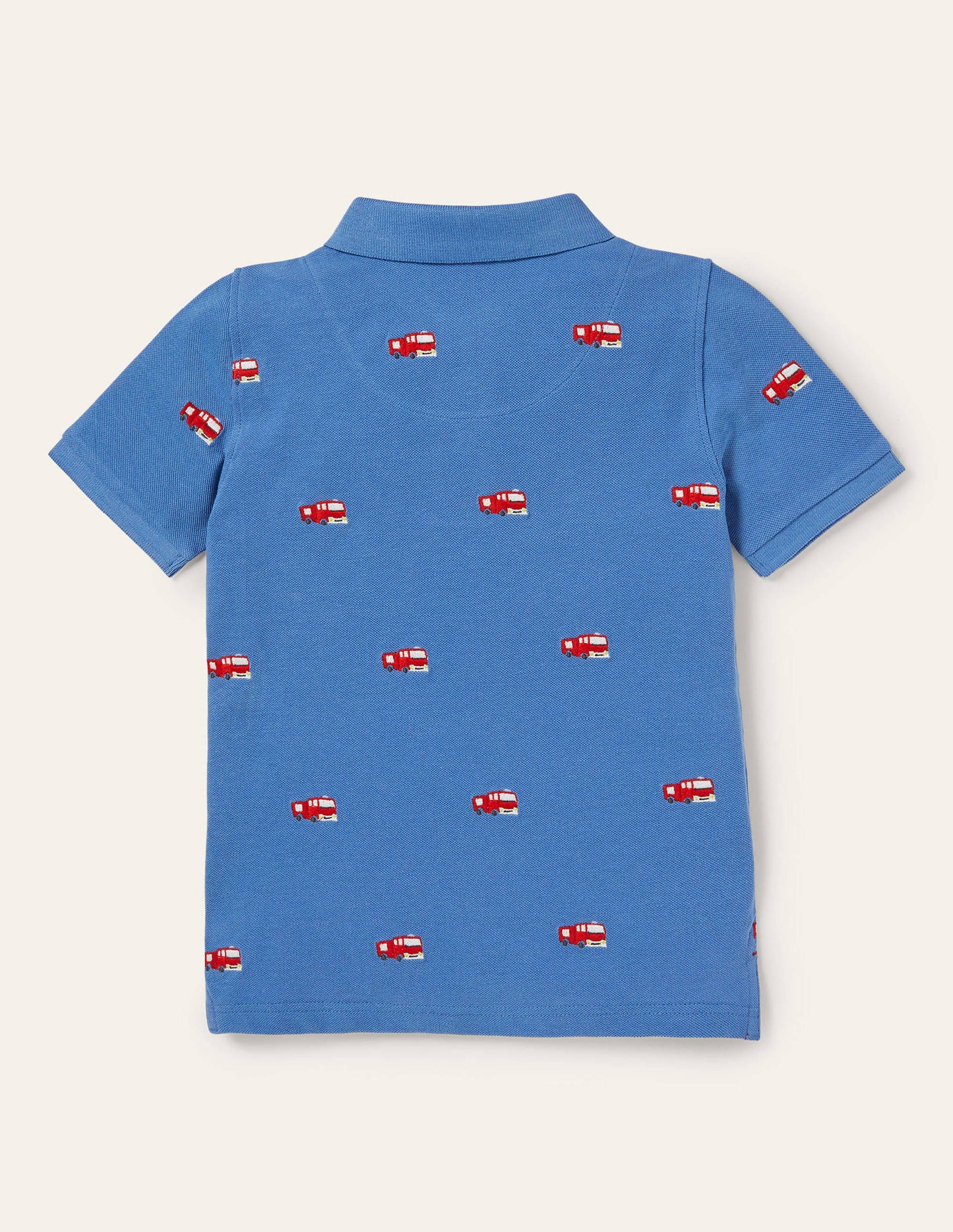 Piqué-Poloshirt-Elisabethanisches Blau, Feuerwehrautos