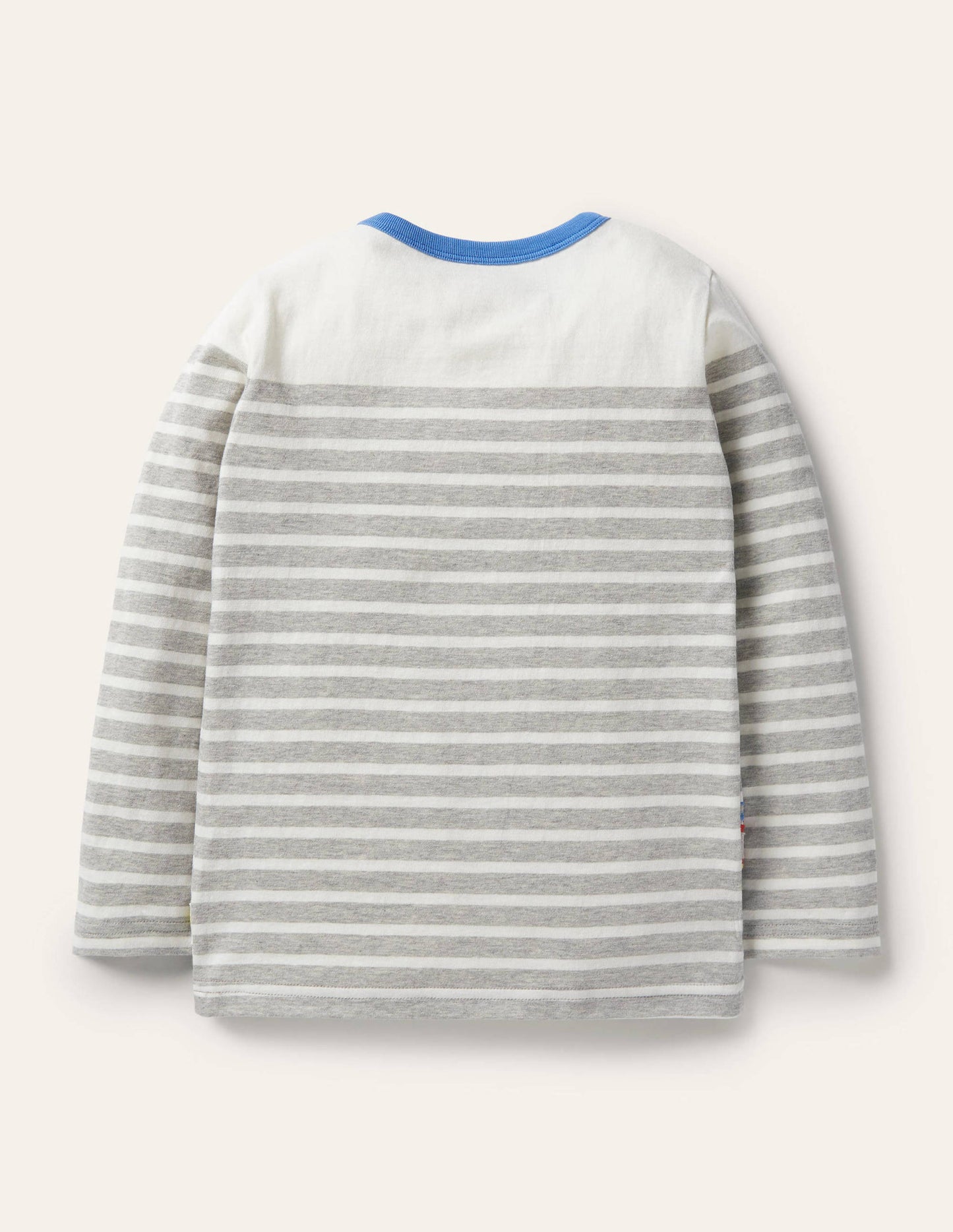 Breton-T-Shirt mit Applikation-Grau Meliert/Naturweiß, Fahrzeuge