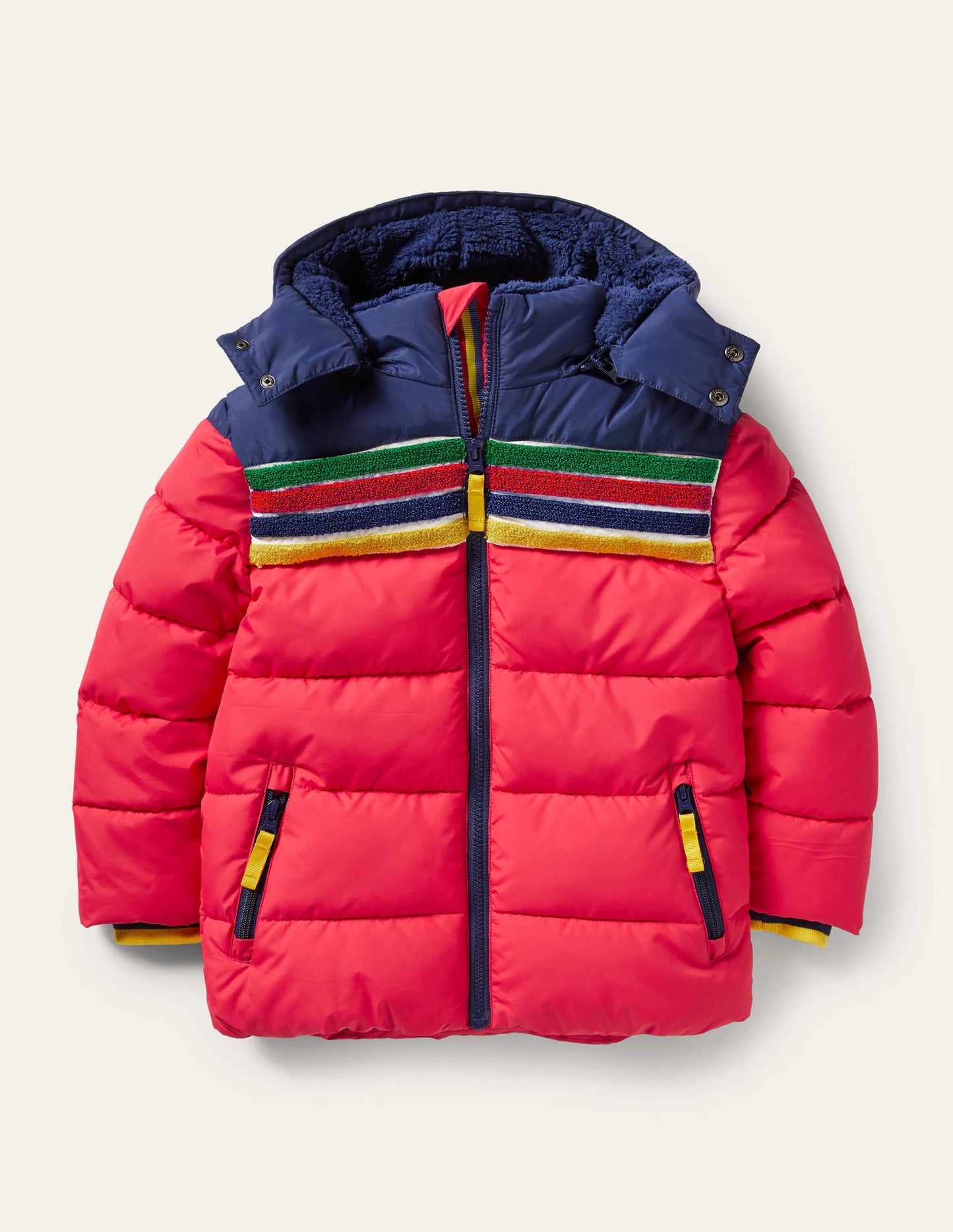 Wasserabweisende wattierte Jacke-Rockabilly-Rot/Navy, Regenbogen