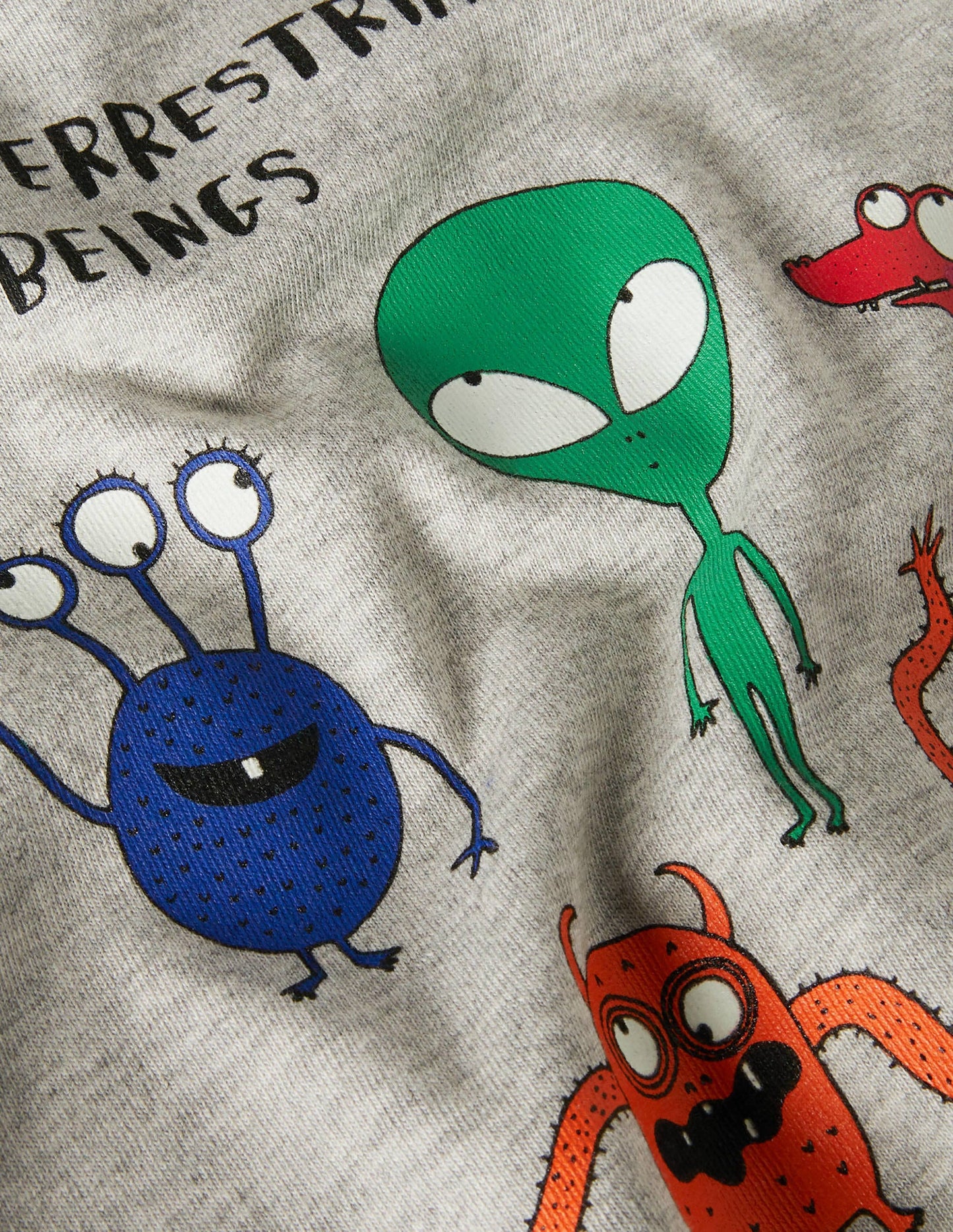 Raglan-Oberteil mit leuchtendem Weltallmotiv-Grau Meliert/Grün, Aliens