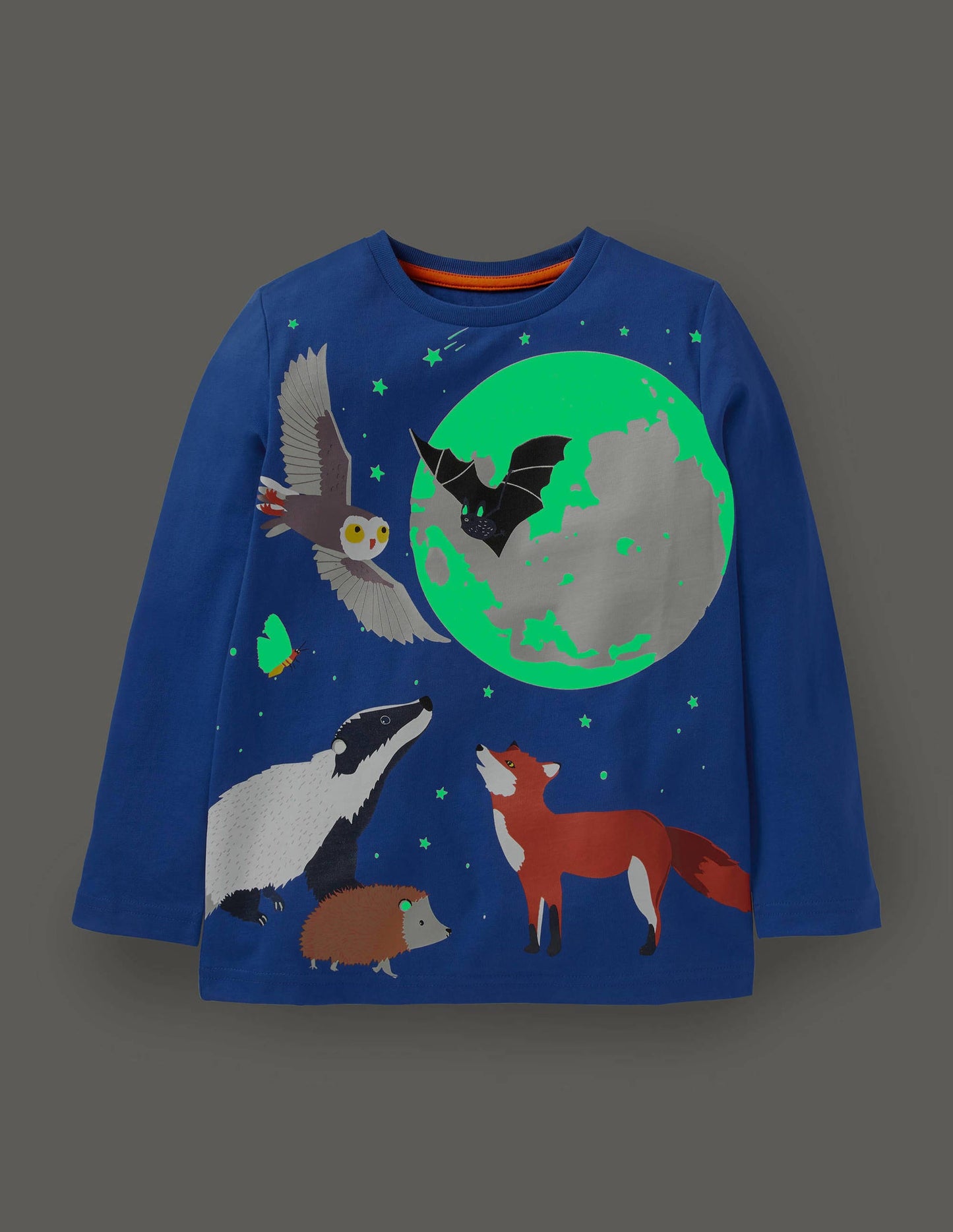 T-shirt avec paysage phosphorescent-Animaux bleu brillant