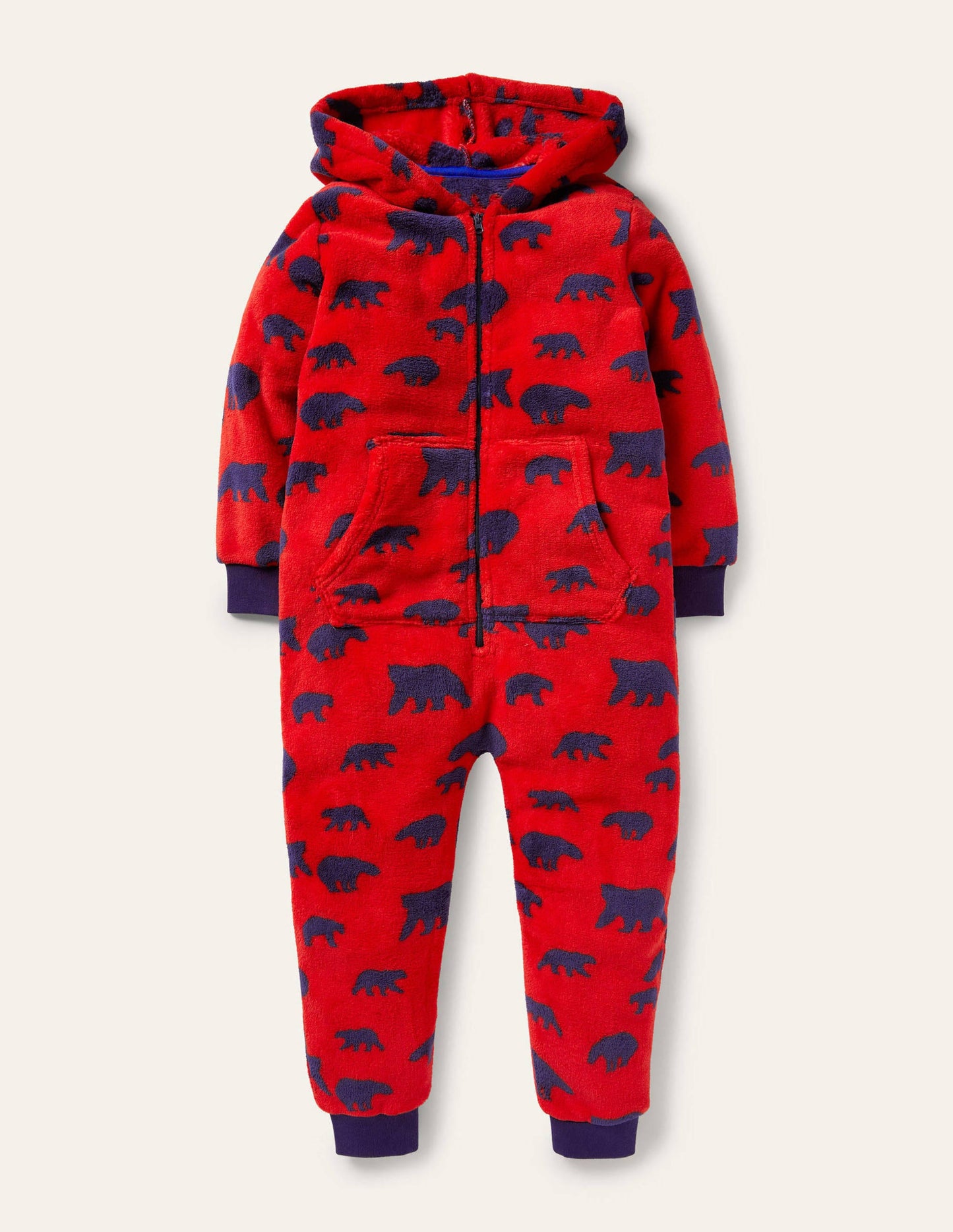 Gemütlicher Fleece-Einteiler-Rockabilly-Rot, Bären