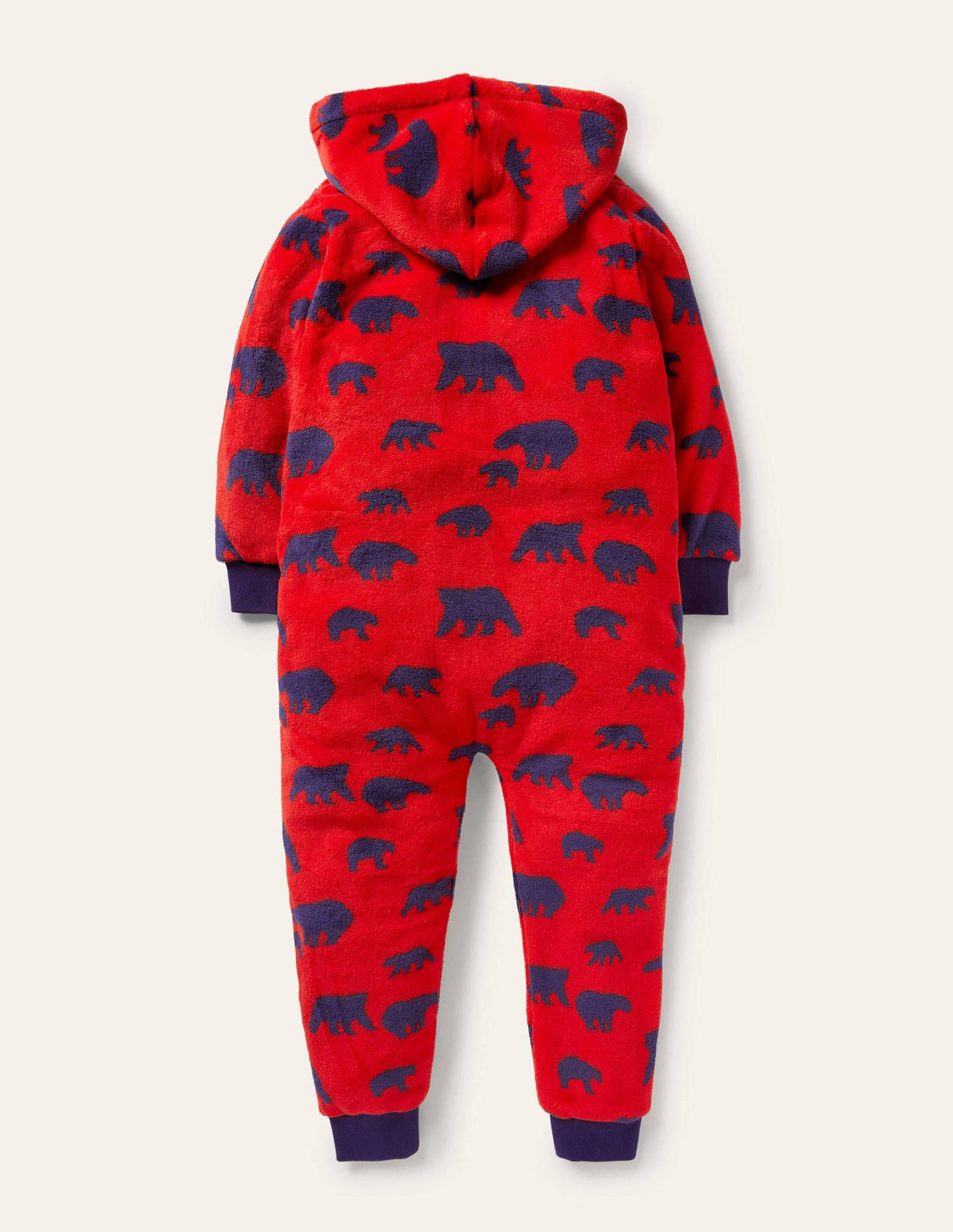 Gemütlicher Fleece-Einteiler-Rockabilly-Rot, Bären