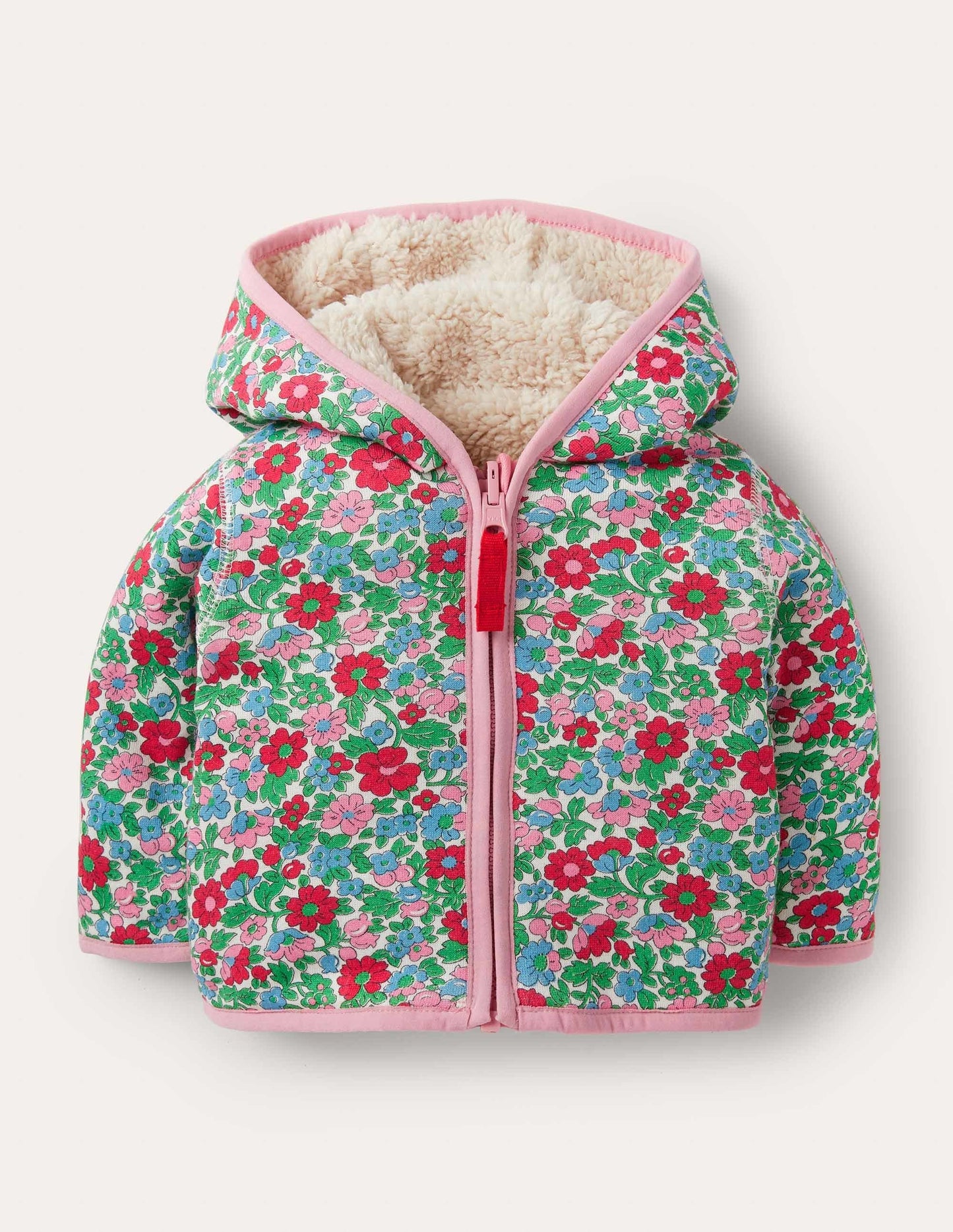 Wendbare Jacke mit Blumenmuster-Naturweiß, Vintage-Blumen