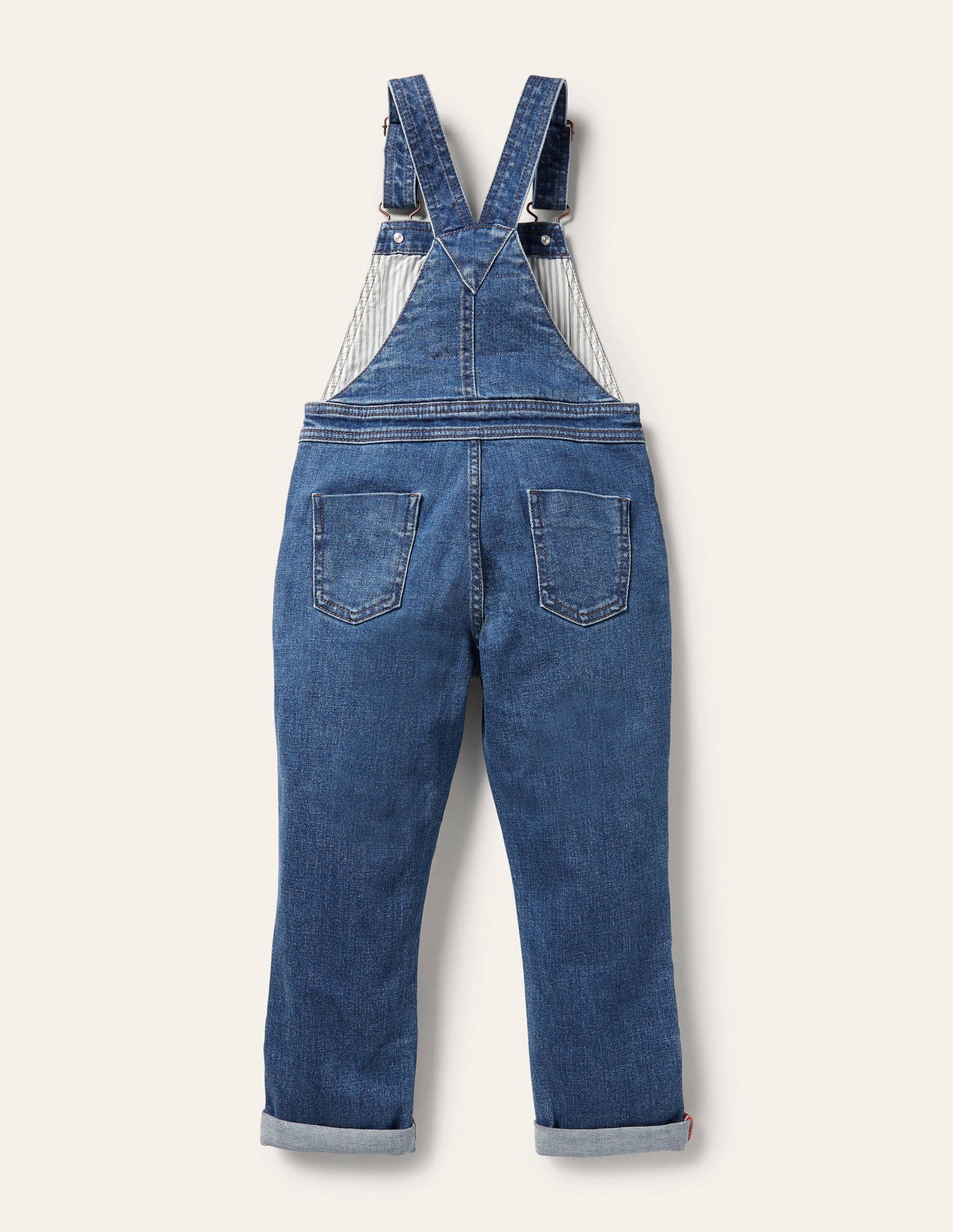 Fröhliche Latzhose-Dunkles Vintageblau, Wettermotiv