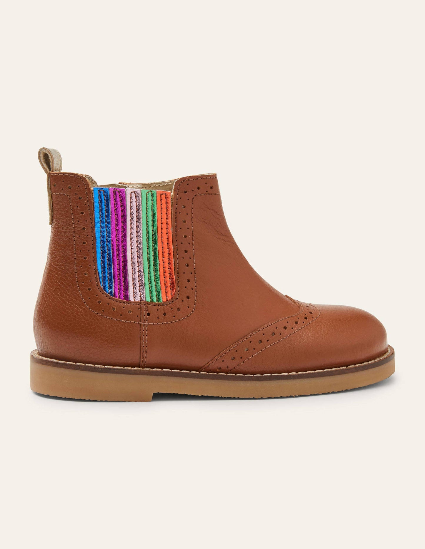 Chelsea-Boots aus Leder-Hellbraun, Regenbogen