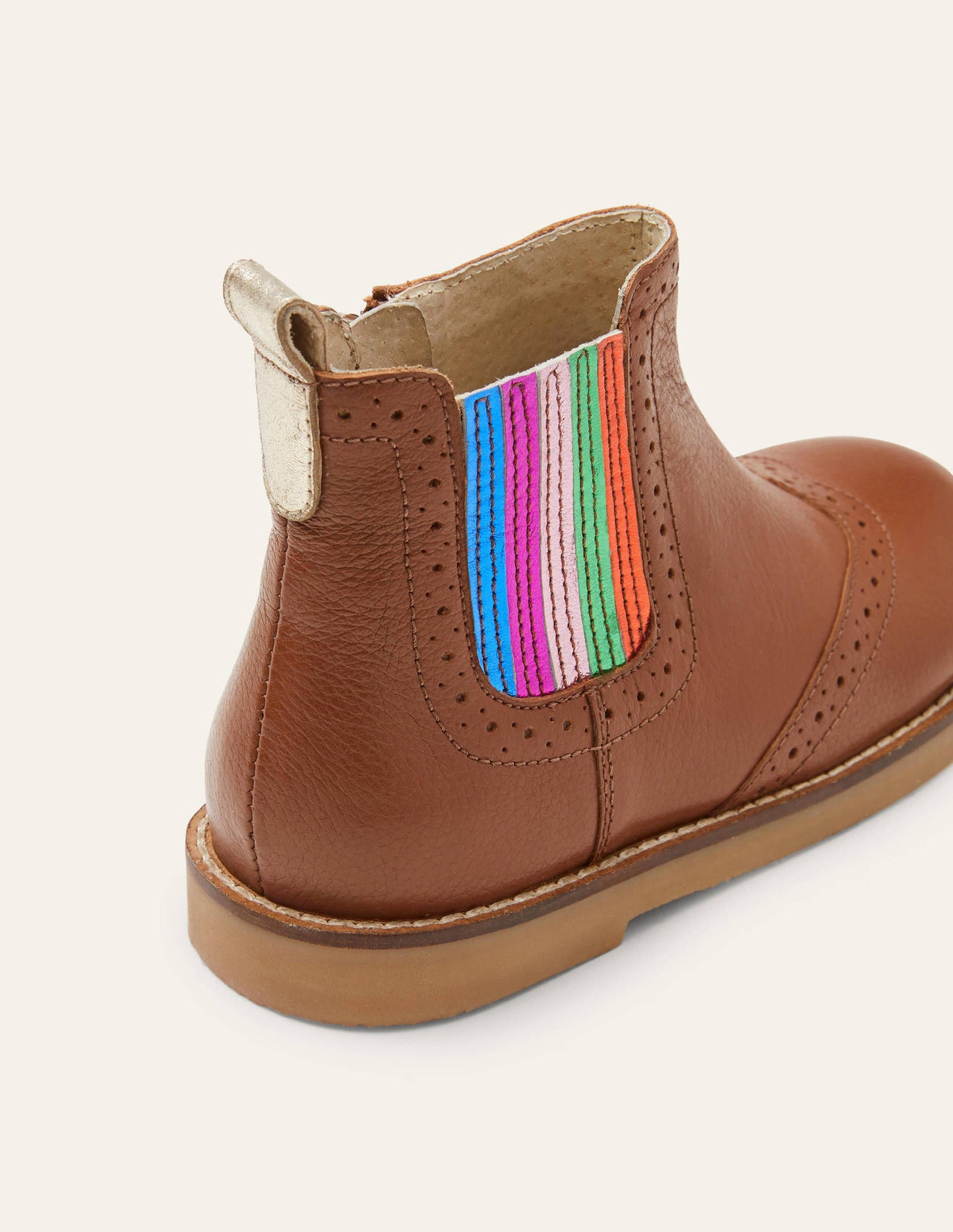 Chelsea-Boots aus Leder-Hellbraun, Regenbogen