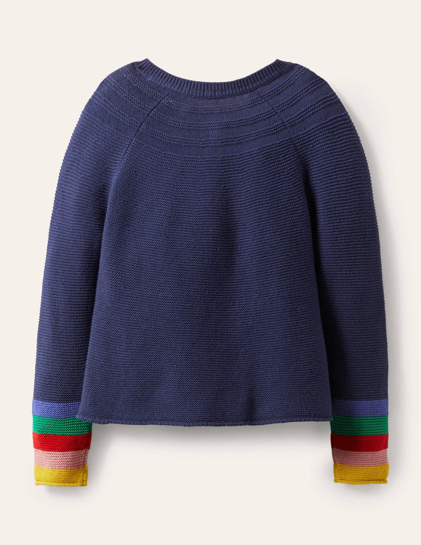 Cotton Cashmere Mix Cardigan-College Navy Rainbow