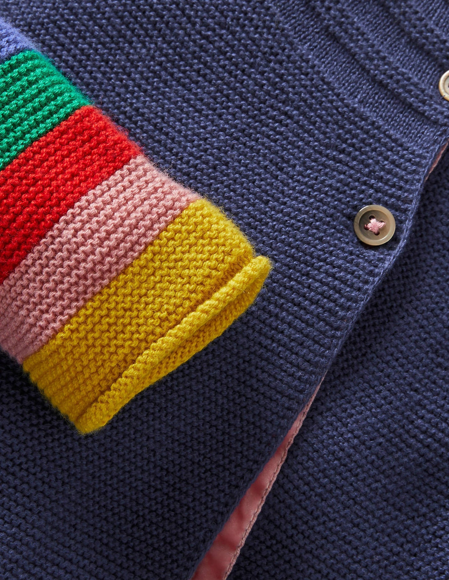 Cotton Cashmere Mix Cardigan-College Navy Rainbow
