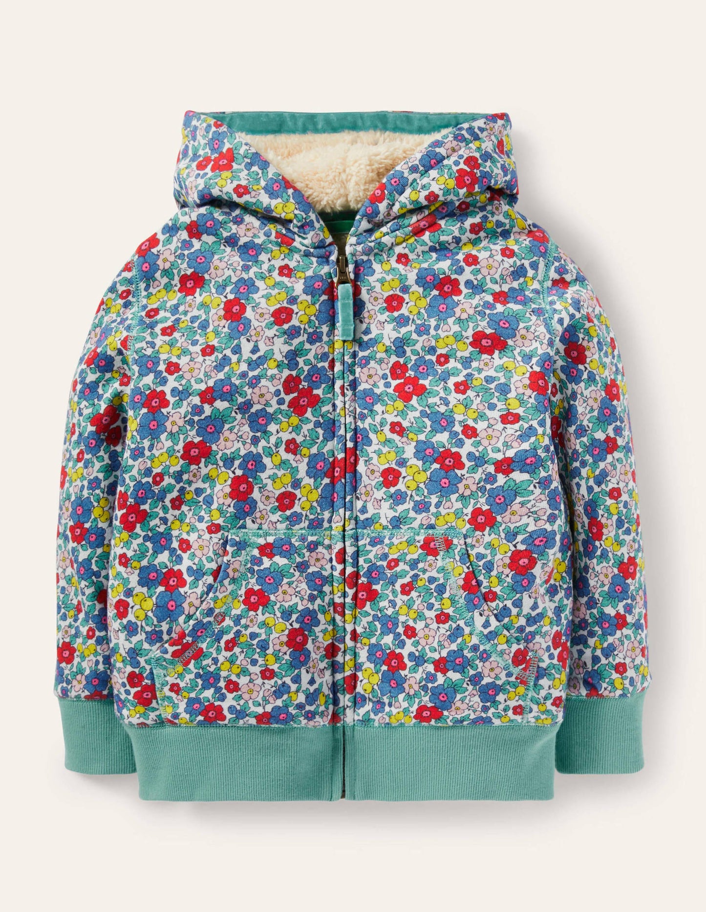 Hoodie mit kuscheligem Futter-Bunt, Apfelblüten