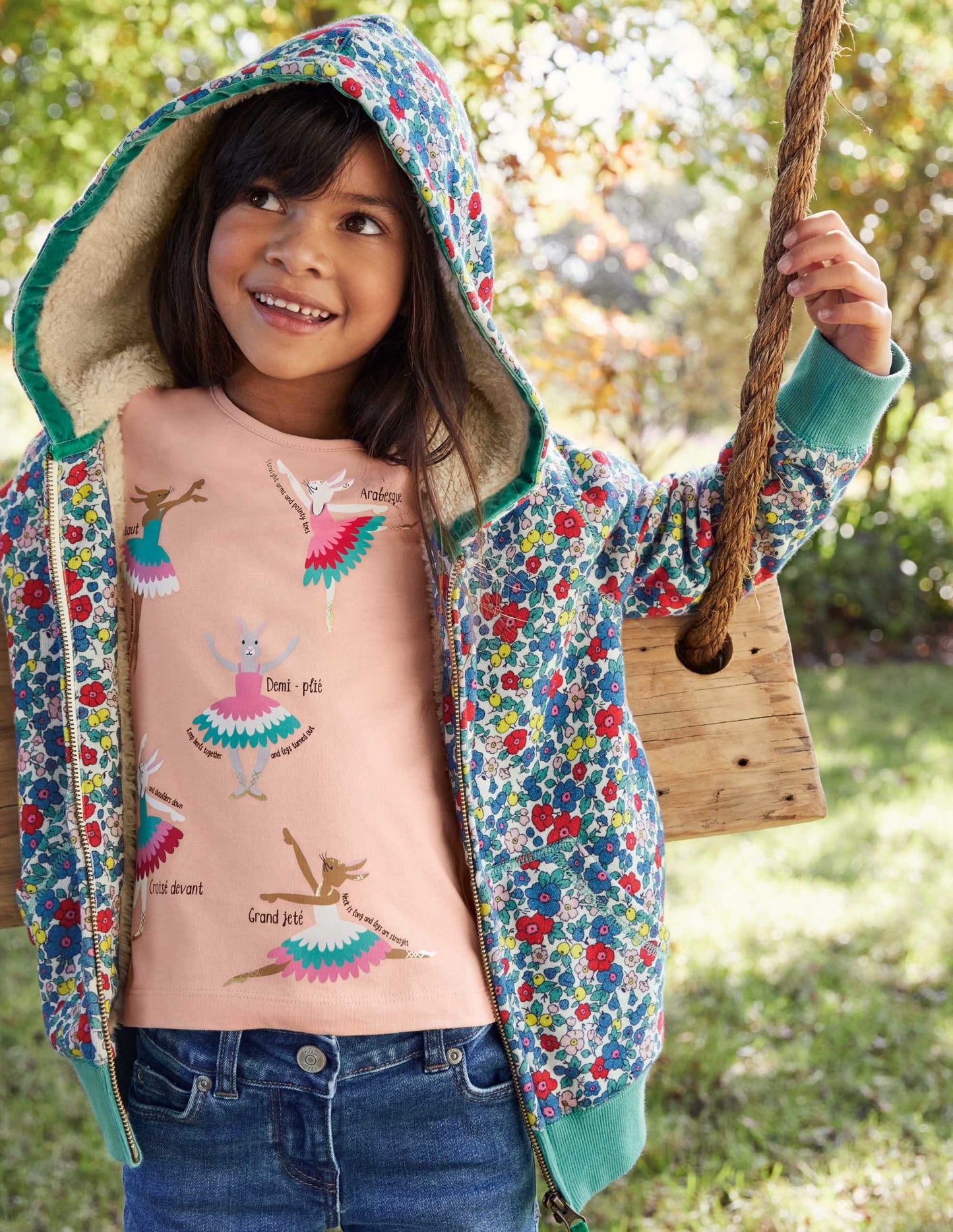 Hoodie mit kuscheligem Futter-Bunt, Apfelblüten