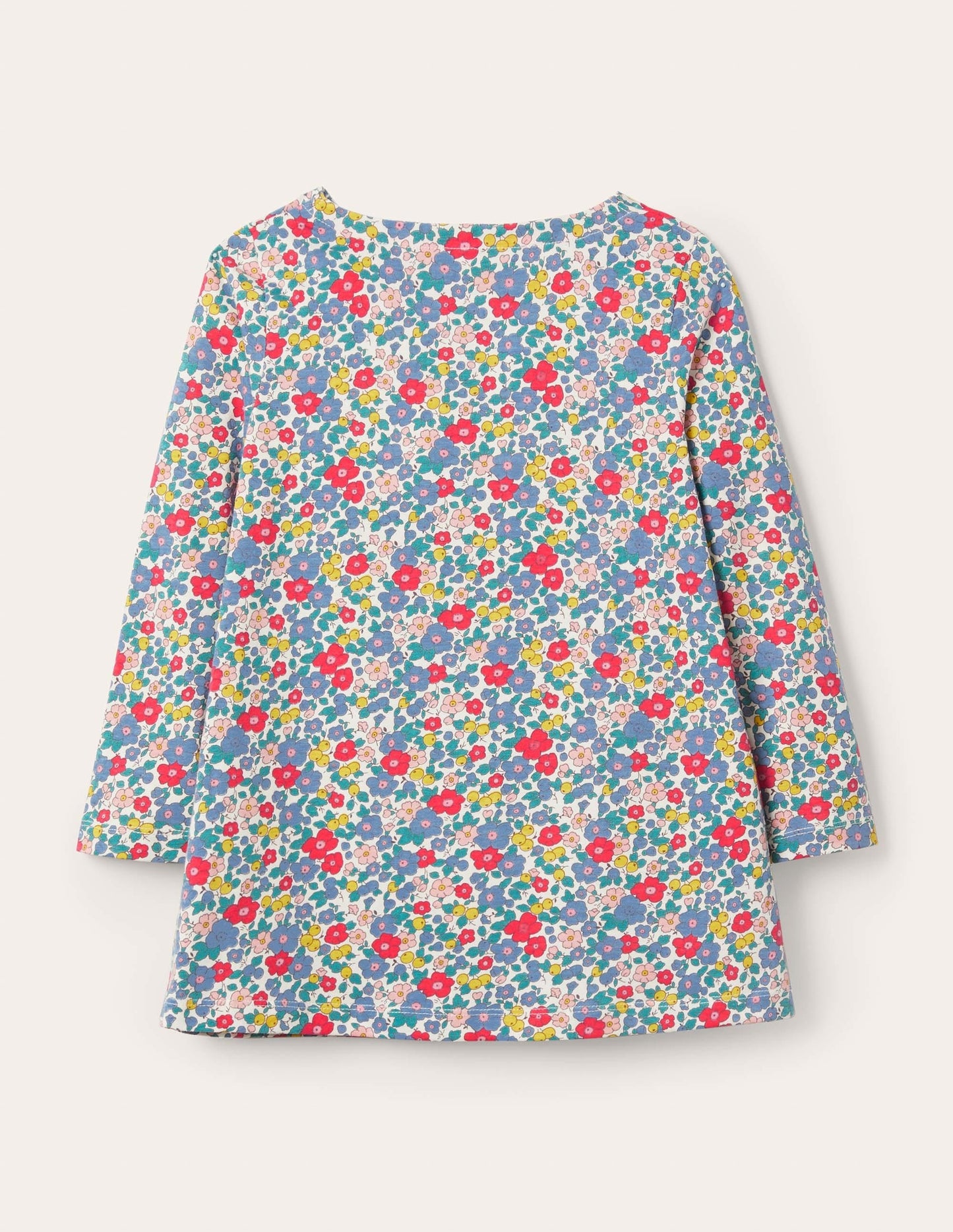 Tunika mit applizierter Tasche-Blumenmuster/Kirschen
