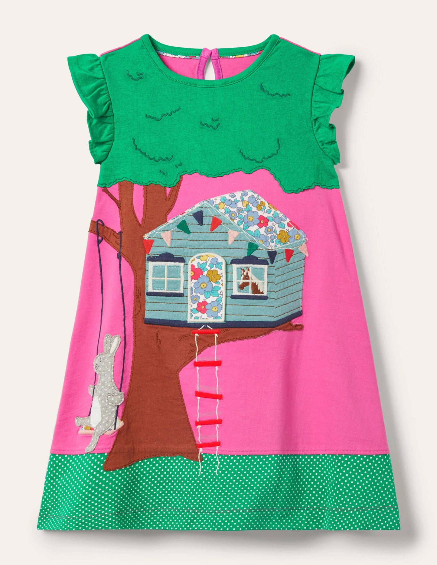 Jerseykleid mit Aufklappmotiv-Rosarot, Baumhaus