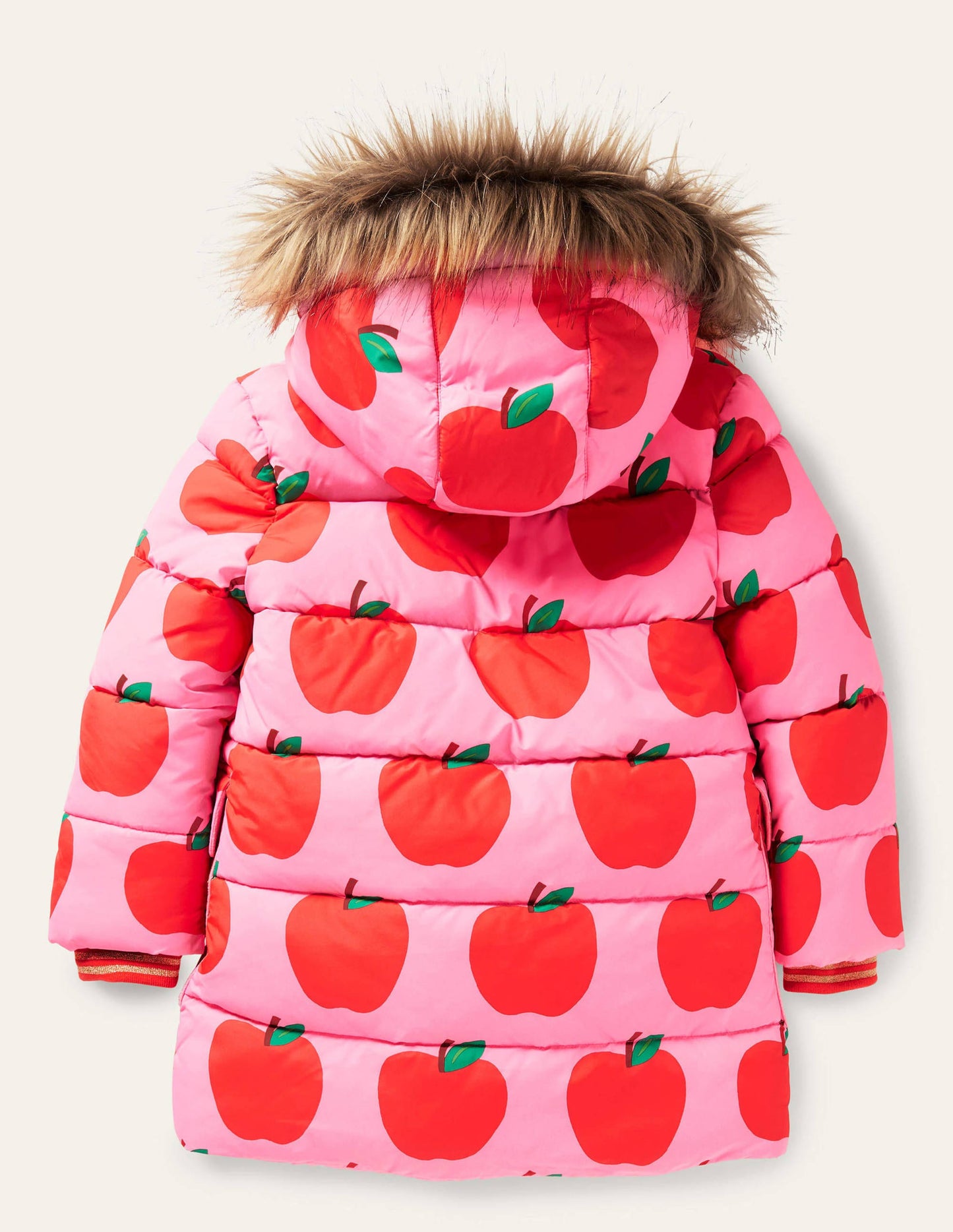 Lange Jacke mit Wattierung-Helles Blütenrosa, Äpfel