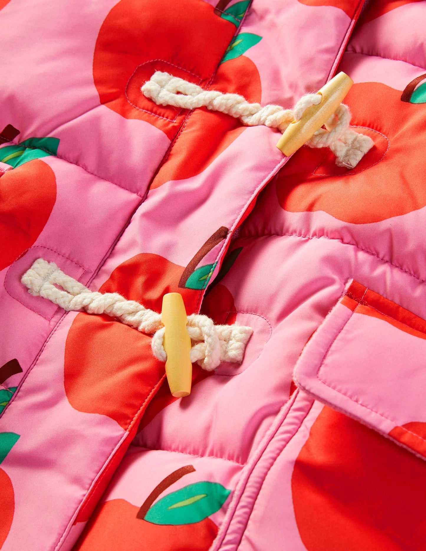 Lange Jacke mit Wattierung-Helles Blütenrosa, Äpfel
