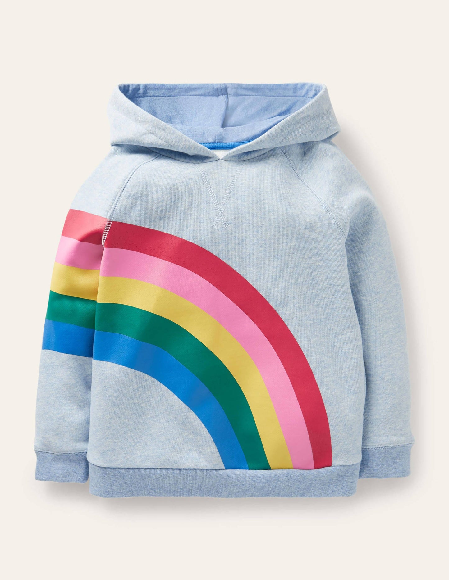 Kapuzenpullover mit Applikation-Hellblau Meliert, Regenbogen