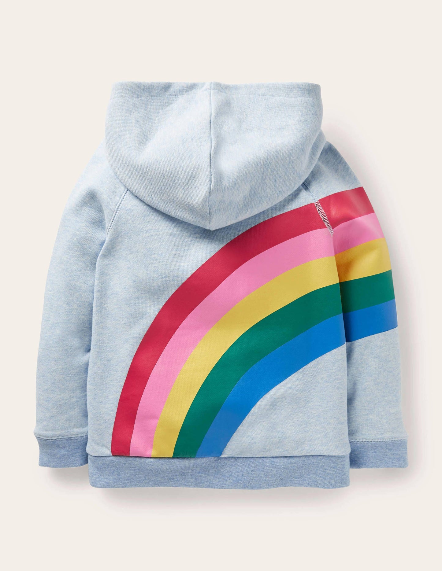 Kapuzenpullover mit Applikation-Hellblau Meliert, Regenbogen