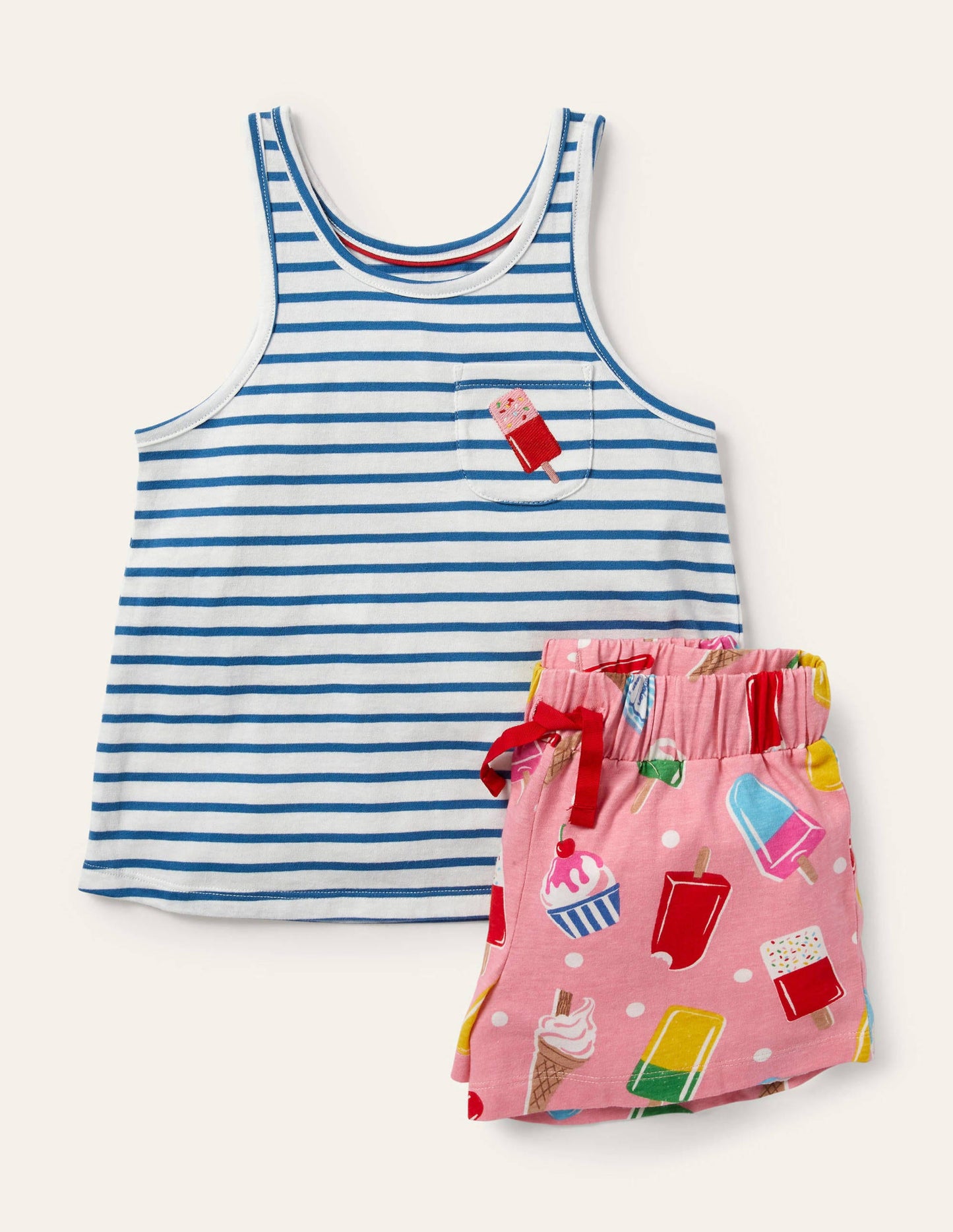Pyjamaset mit lustiger Tasche-Hellrosa, Eiscreme/Getupft