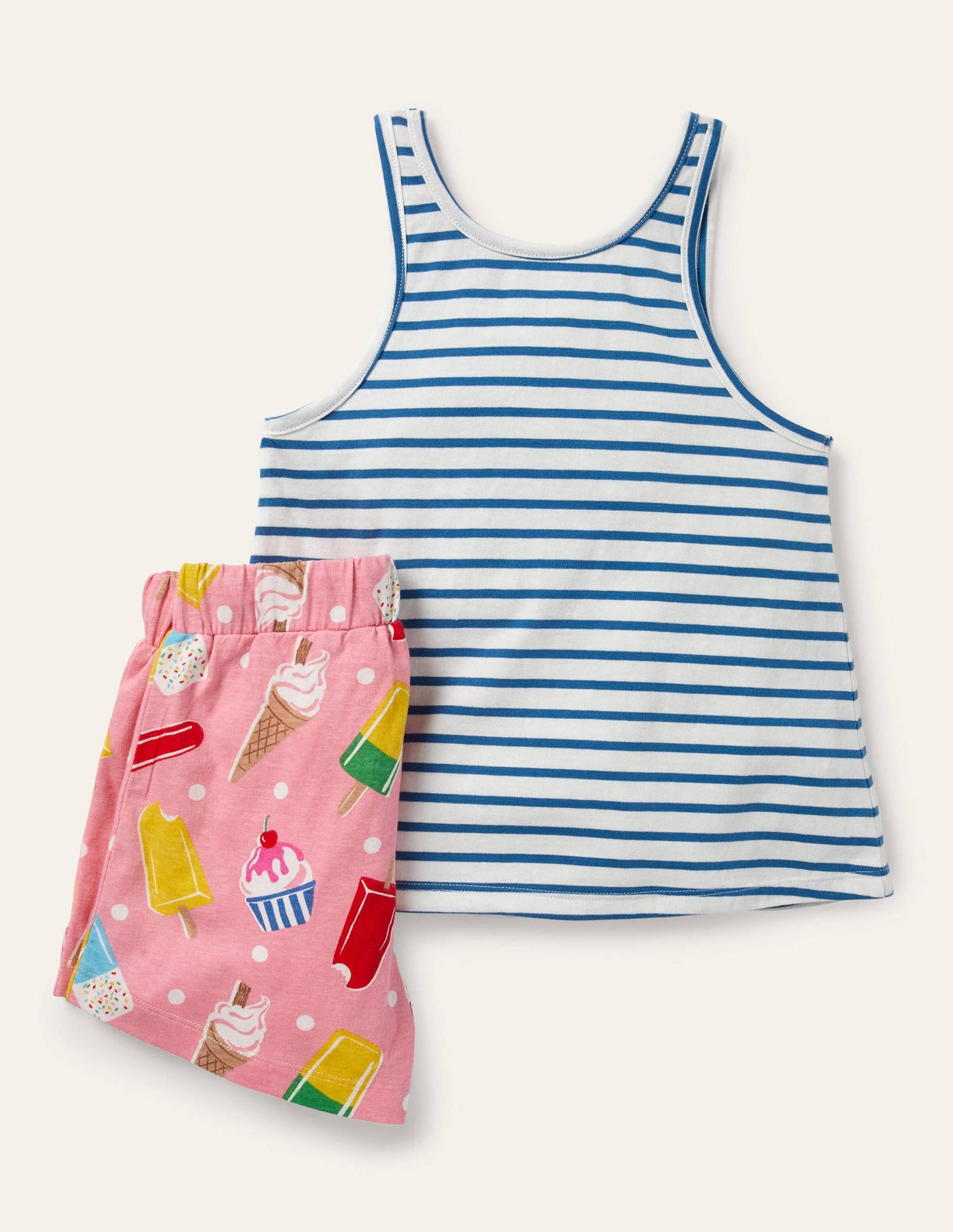 Pyjamaset mit lustiger Tasche-Hellrosa, Eiscreme/Getupft