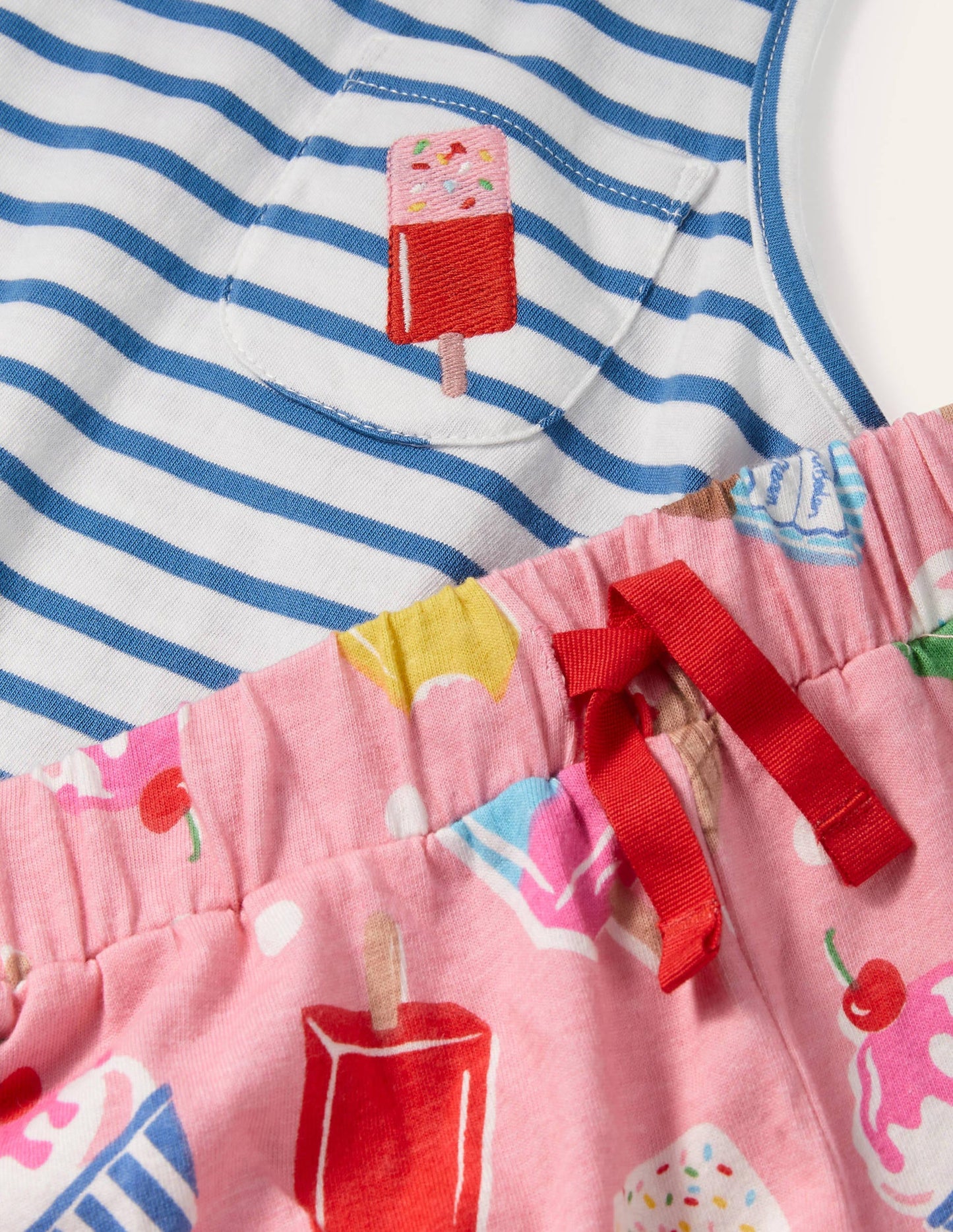 Pyjamaset mit lustiger Tasche-Hellrosa, Eiscreme/Getupft