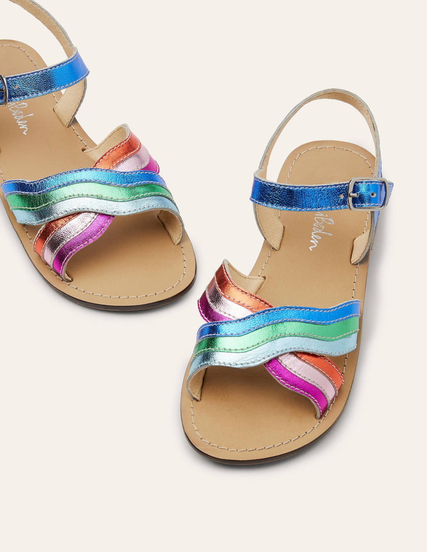 Ledersandalen in Regenbogenfarben-Bunt, Metallic