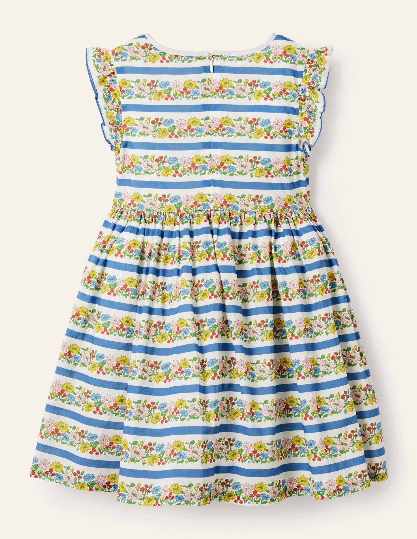 Smocked Woven Dress-Multi Floral Stripe