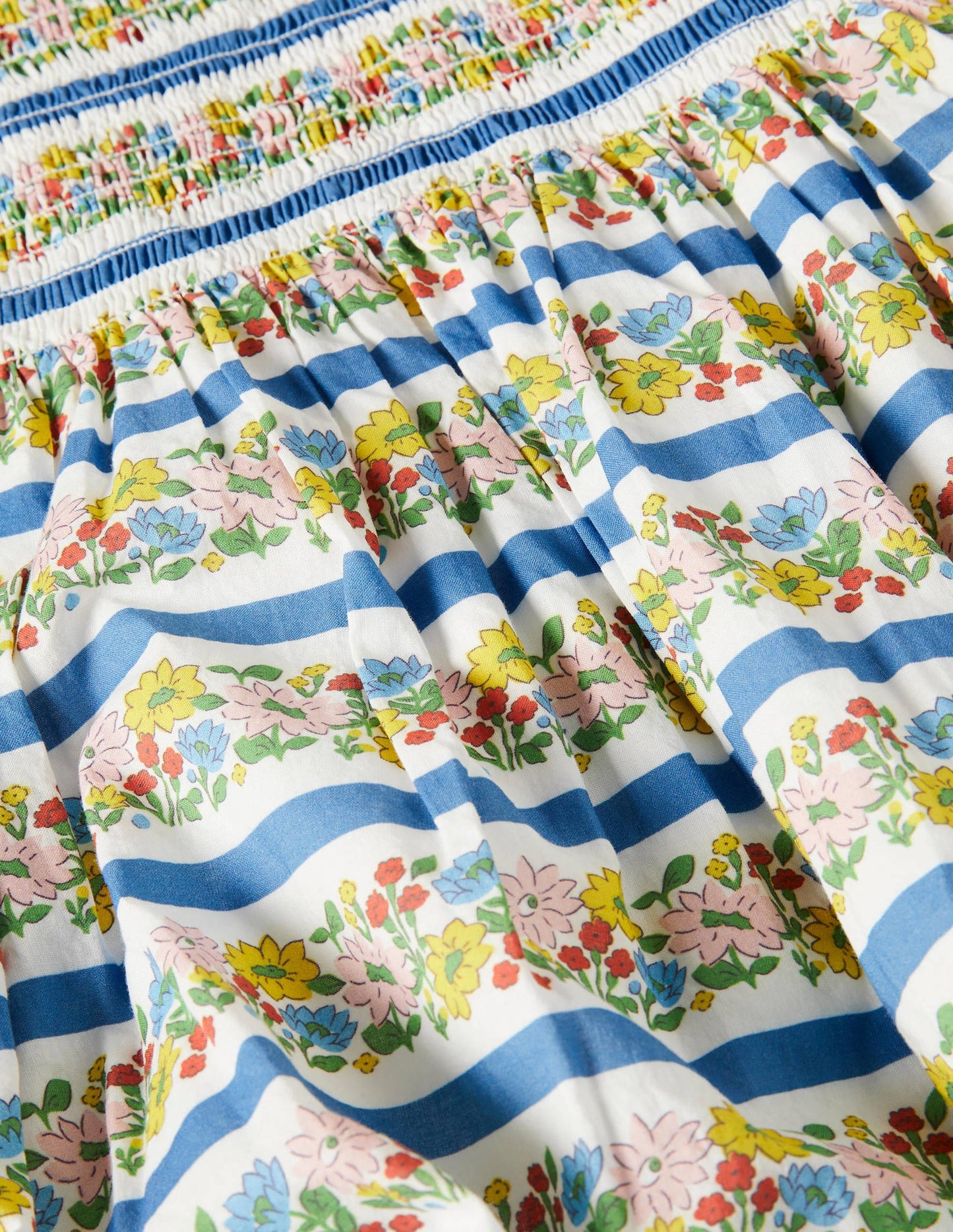 Smocked Woven Dress-Multi Floral Stripe