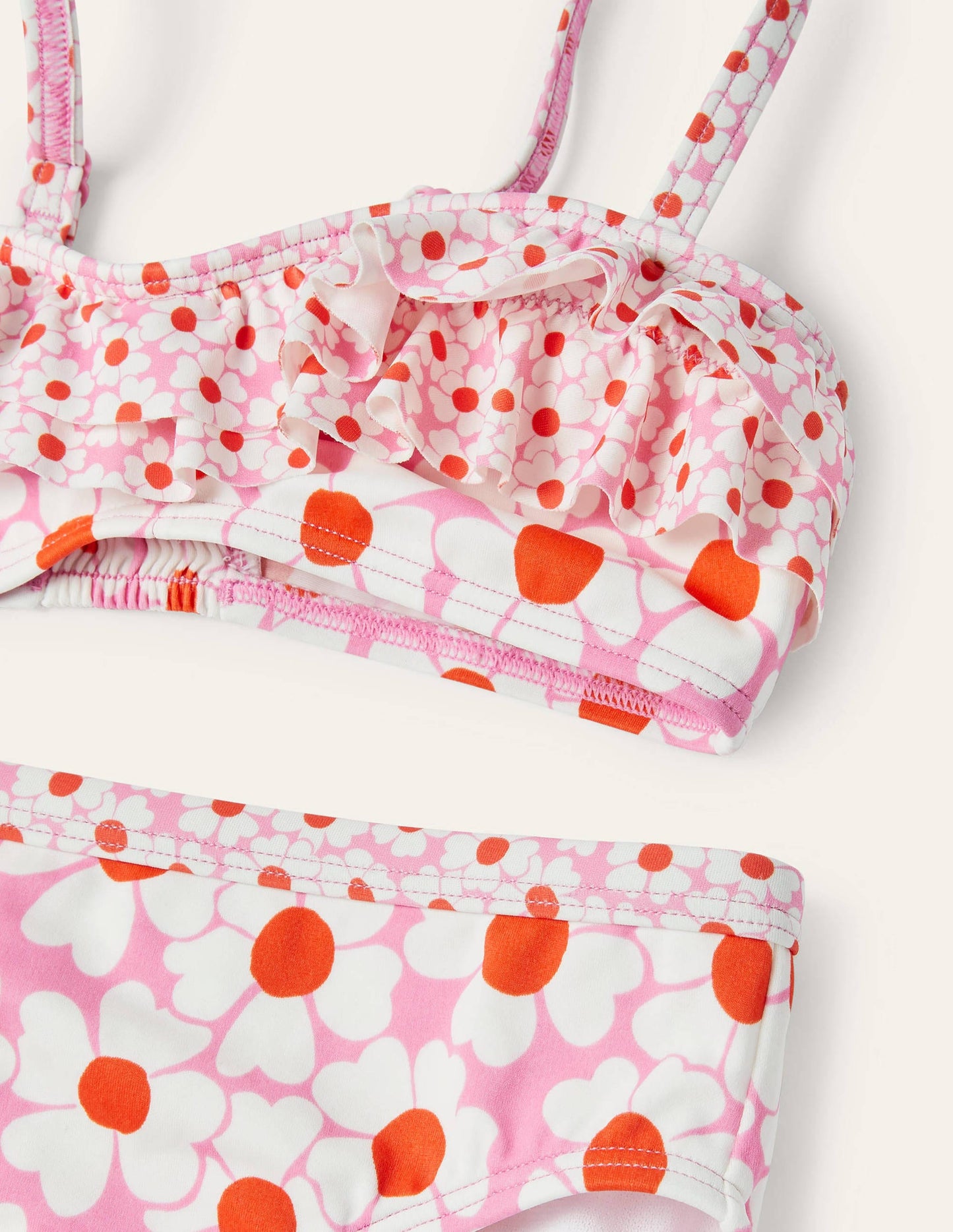 Florales Bikiniset-Pflaumenblütenrosa, Gänseblümchenmuster