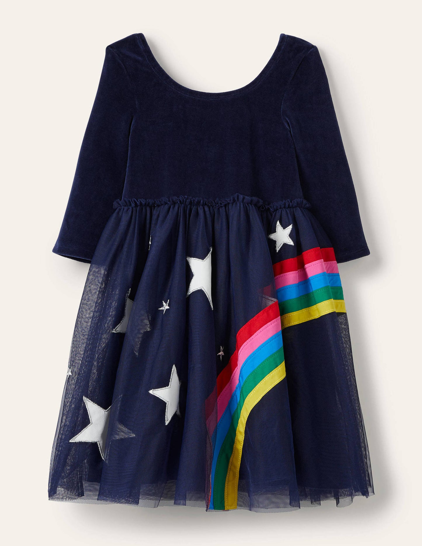 Robe en tulle avec corsage en velours-Arc-en-ciel bleu marine universitaire