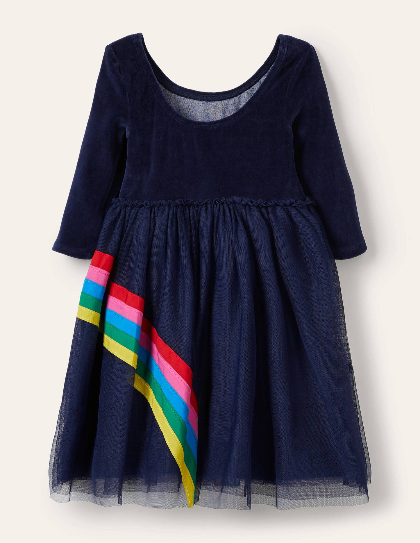 Robe en tulle avec corsage en velours-Arc-en-ciel bleu marine universitaire