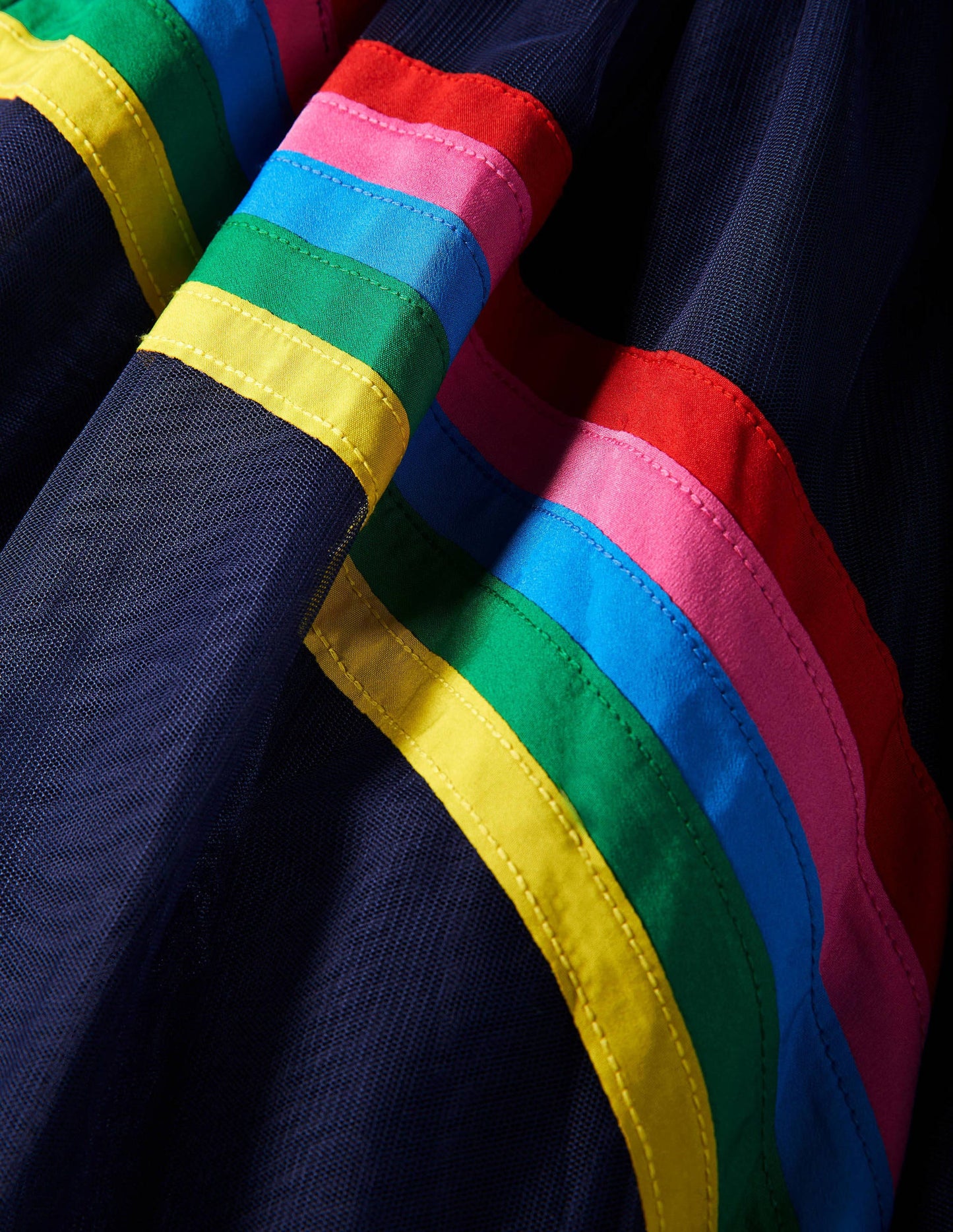Robe en tulle avec corsage en velours-Arc-en-ciel bleu marine universitaire