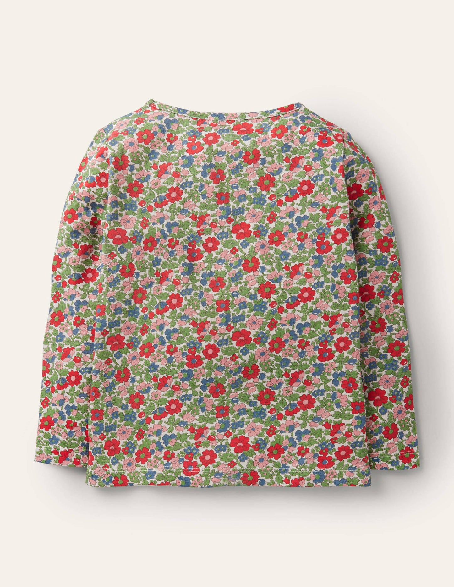 3D-Flatteroberteil-Bunt/Vintageblau, Blumen/Häschen
