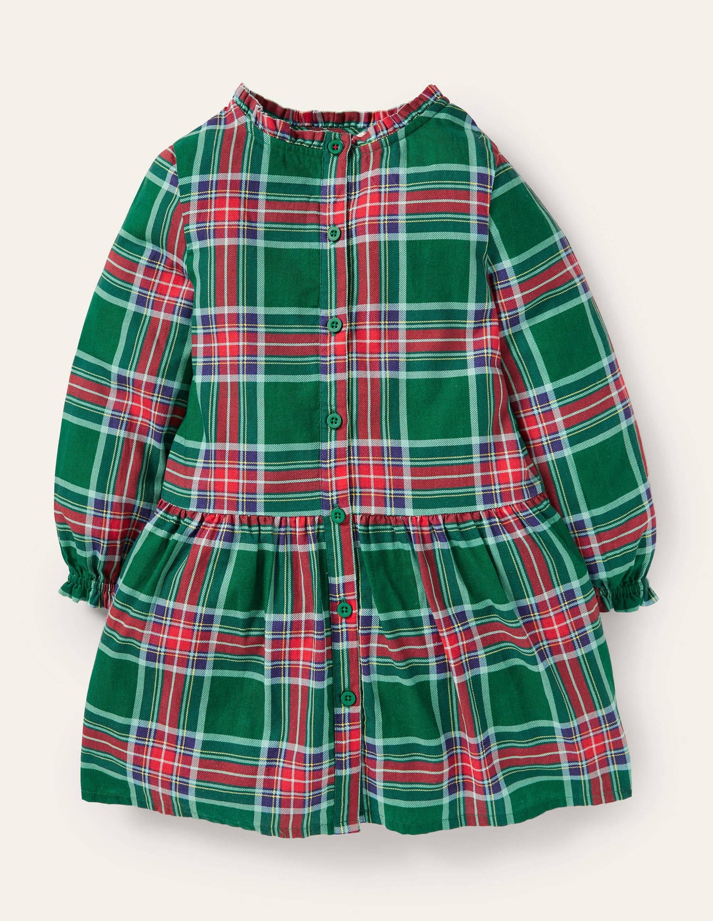 Robe tissée décontractée à carreaux-Carreaux vert forêt
