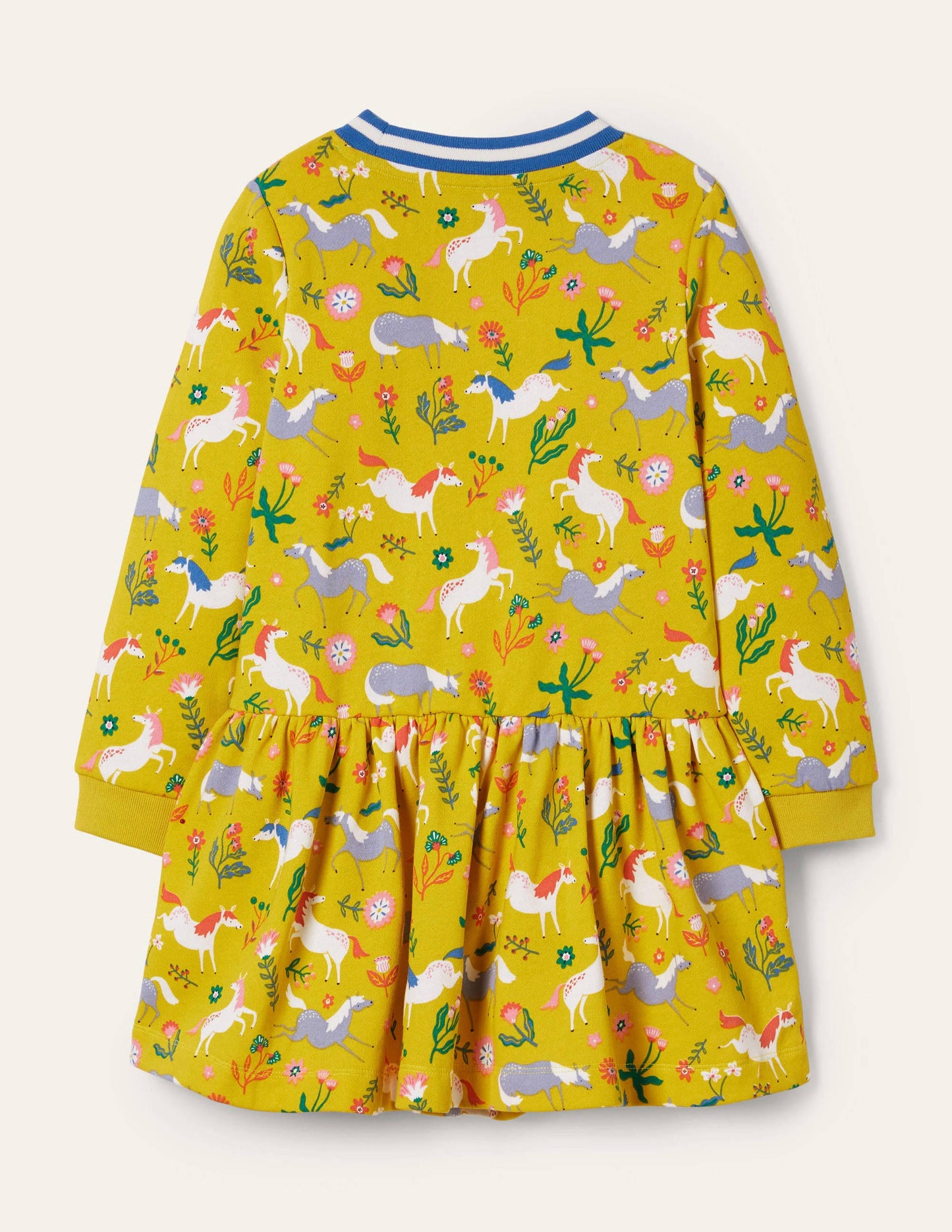 Gemütliches Sweatshirt-Kleid mit Muster-Maisgelb, Ponys