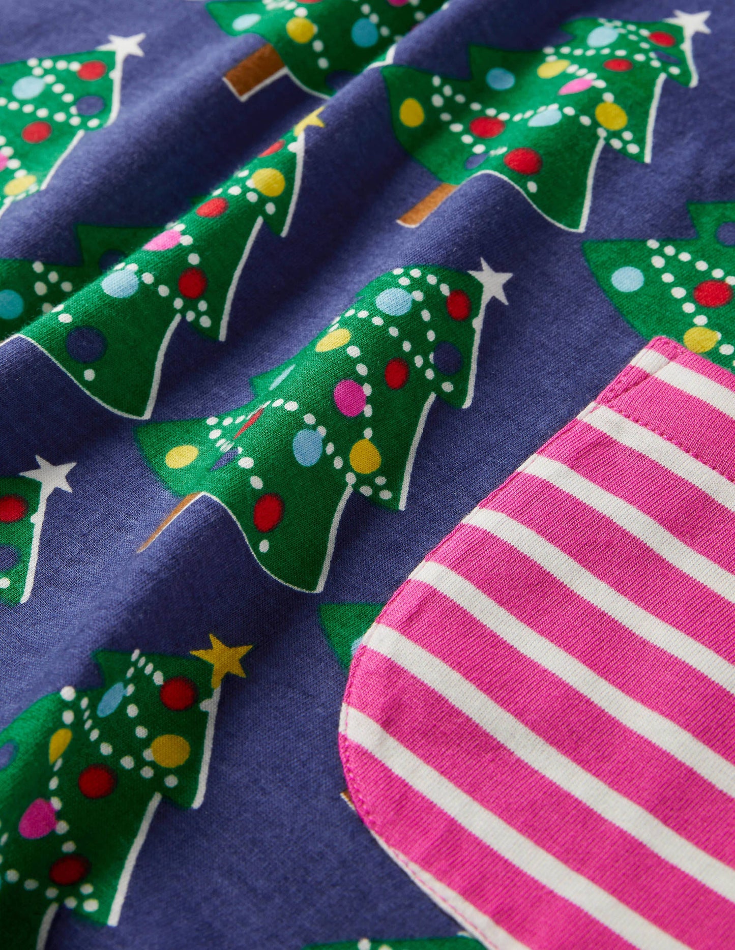 Gemusterte Jersey-Tunika mit Taschen-Segelblau, Weihnachtsbäume
