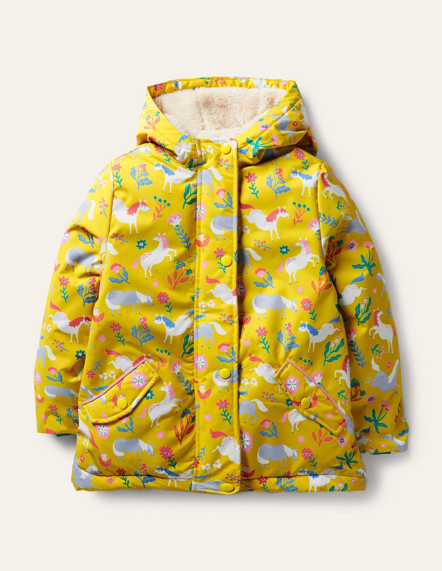 Anorak mit Sherpa-Futter-Maisgelb, Ponys