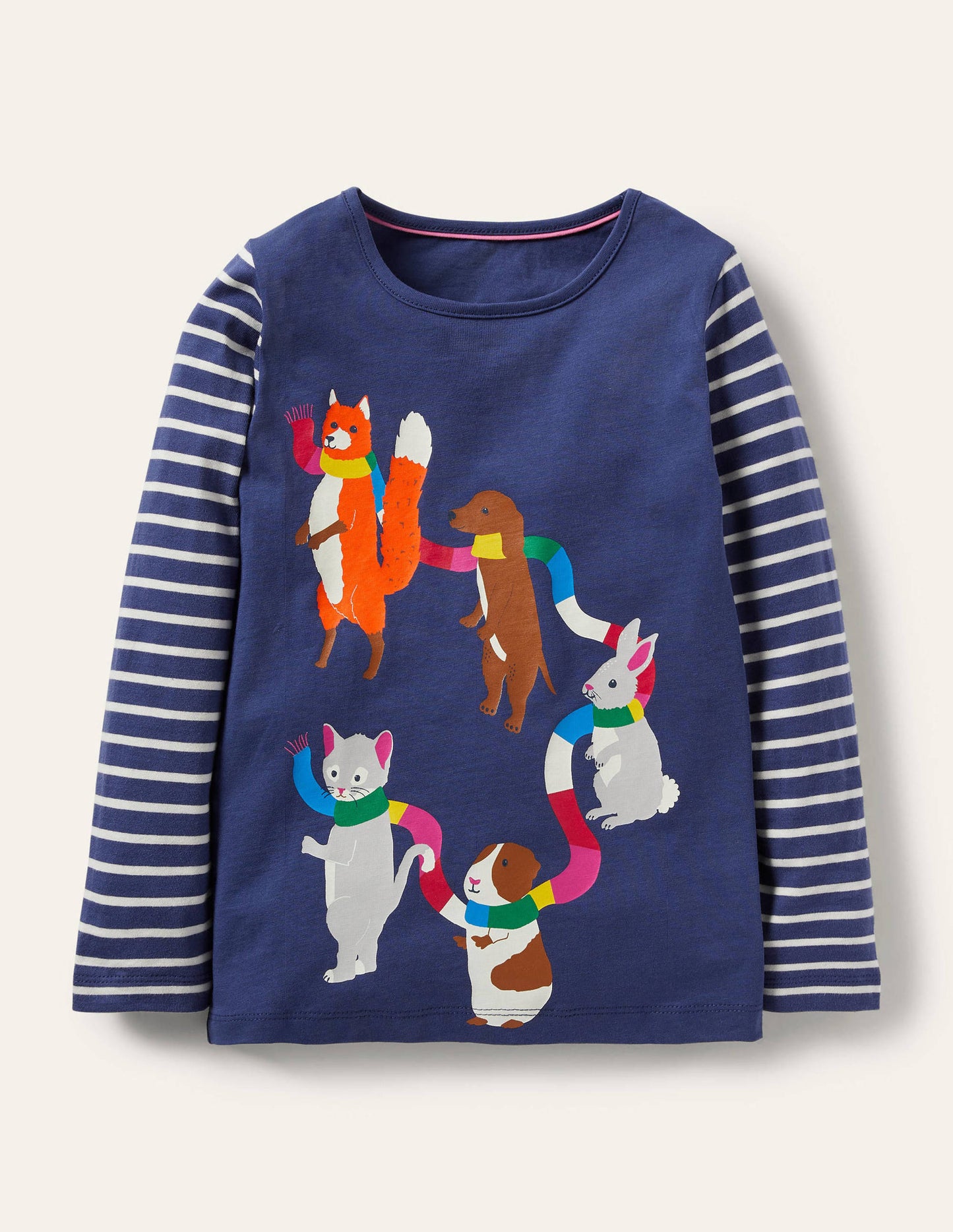 Mustermix-T-Shirt mit Tiermotiv-Segelblau, Schal