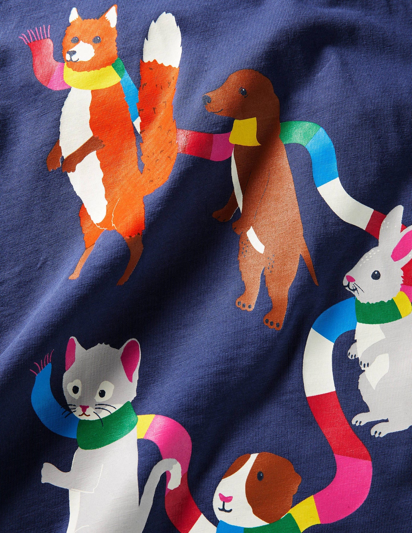 Mustermix-T-Shirt mit Tiermotiv-Segelblau, Schal