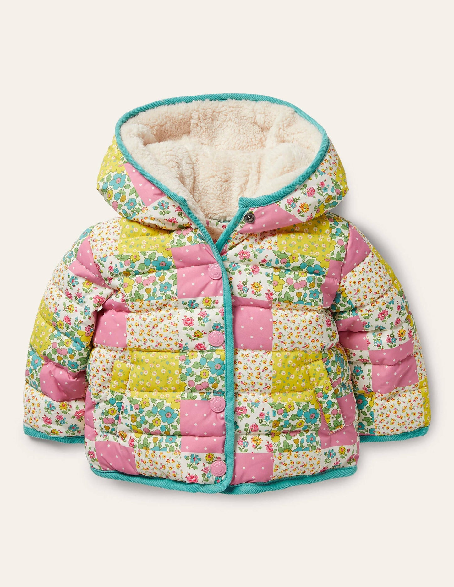 Jacke mit Wattierung-Bunt, Patchwork-Blumenmuster