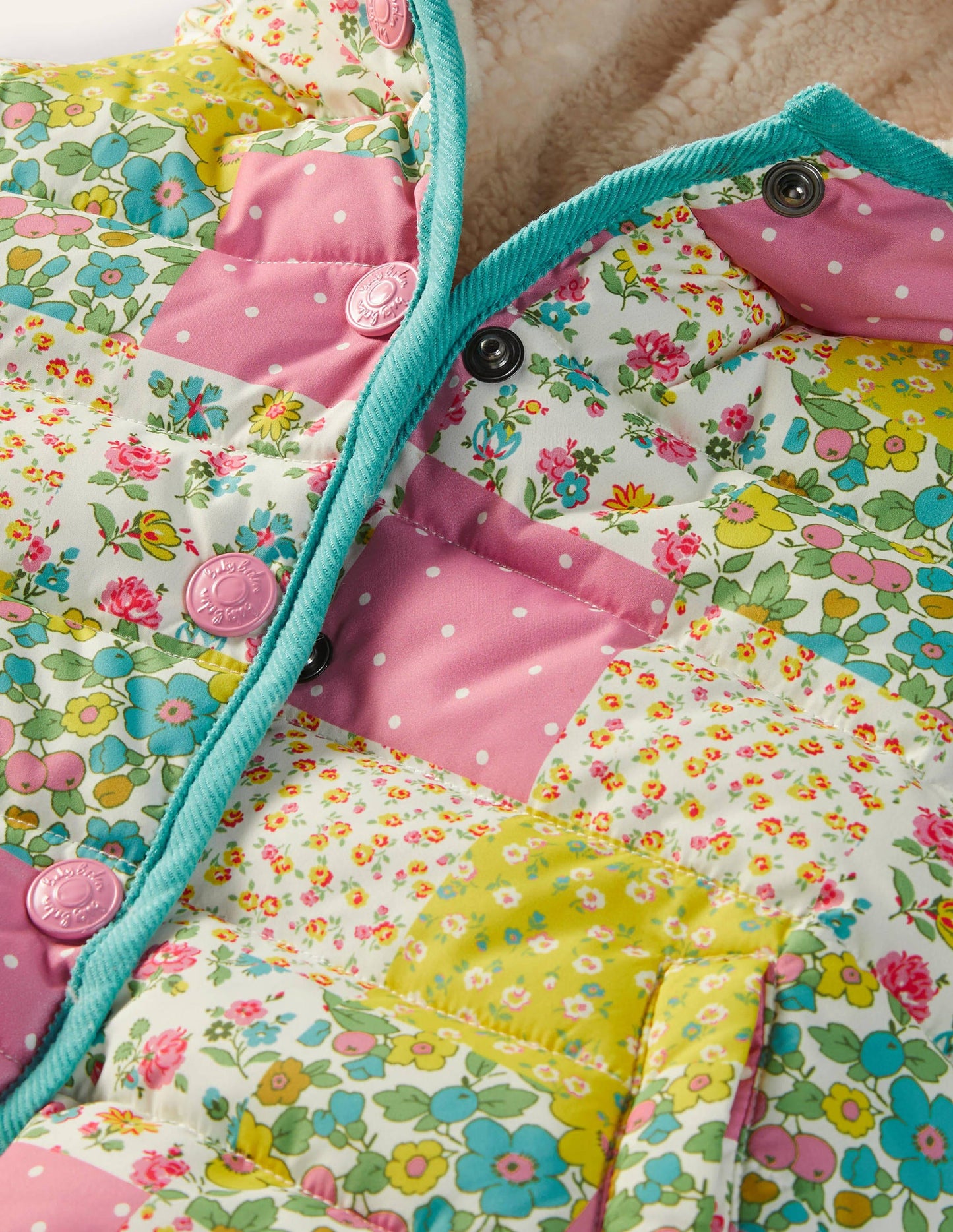 Jacke mit Wattierung-Bunt, Patchwork-Blumenmuster