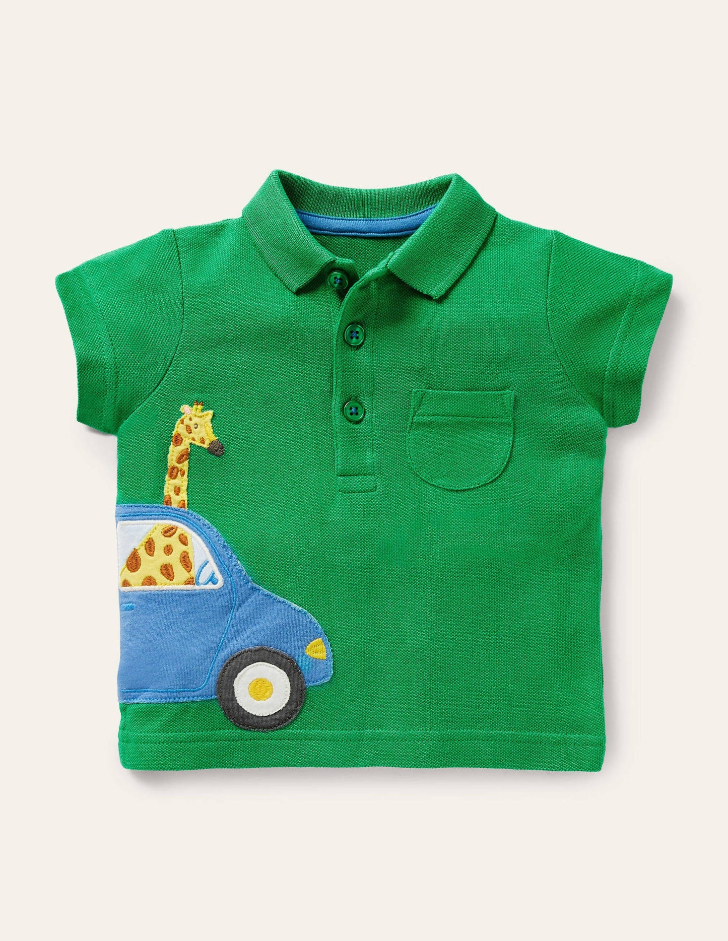 Fröhliches Piqué-Poloshirt-Baumgrün, Auto